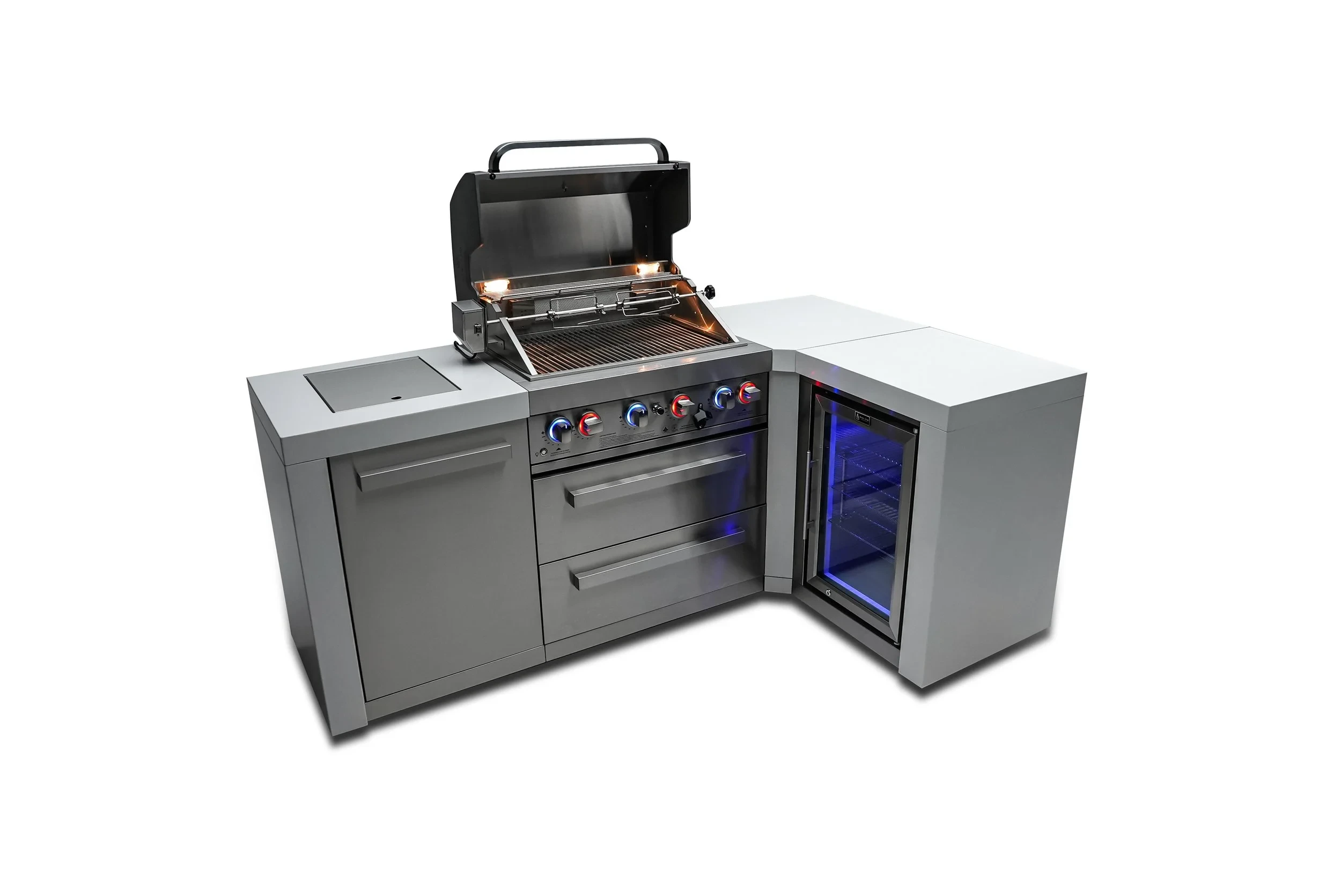 4-burner Deluxe Island With A 90-degree Corner And A Fridge Cabinet MAI400D90FC