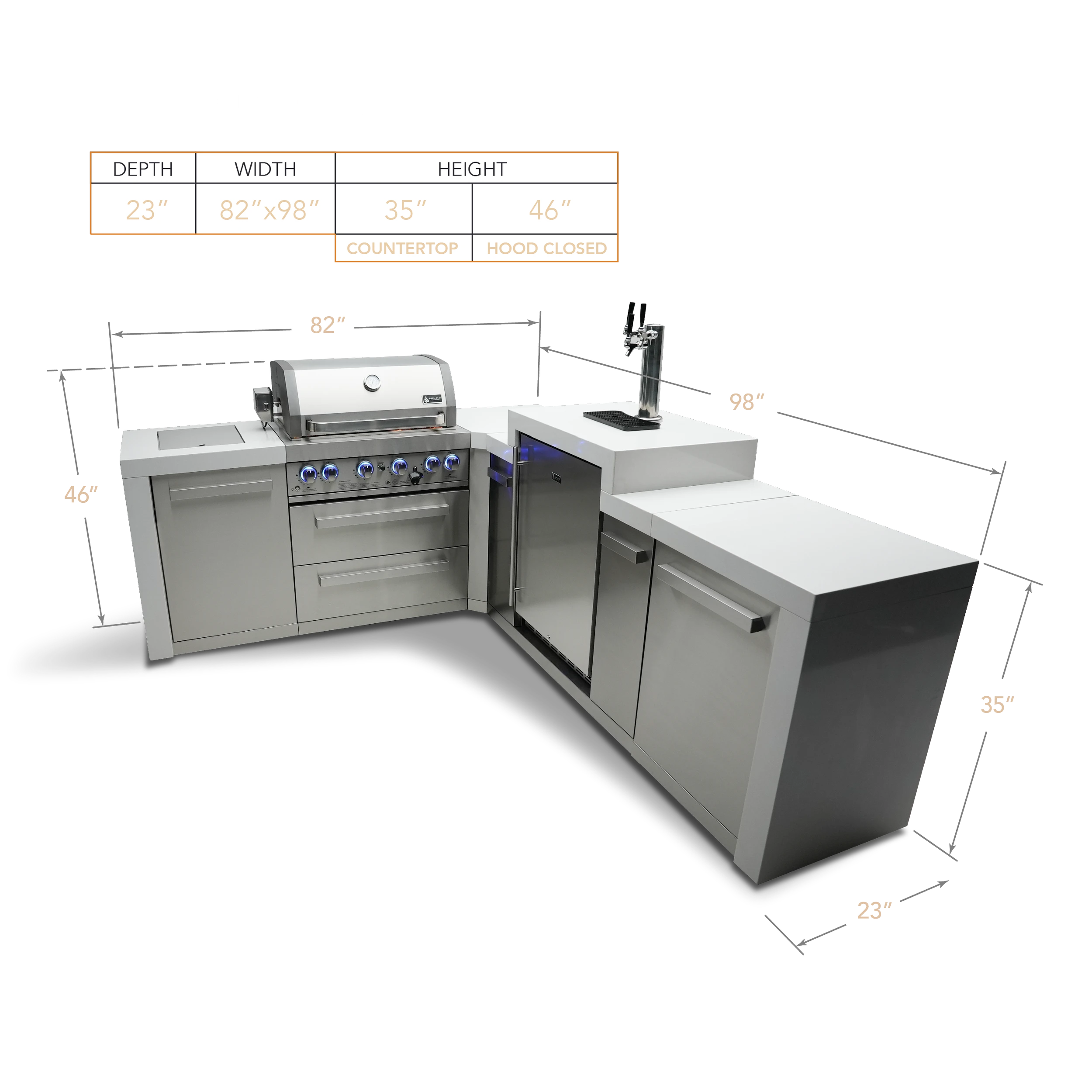 4-burner Deluxe Island With A 90-degree Corner And Kegerator MAI400D90KEG