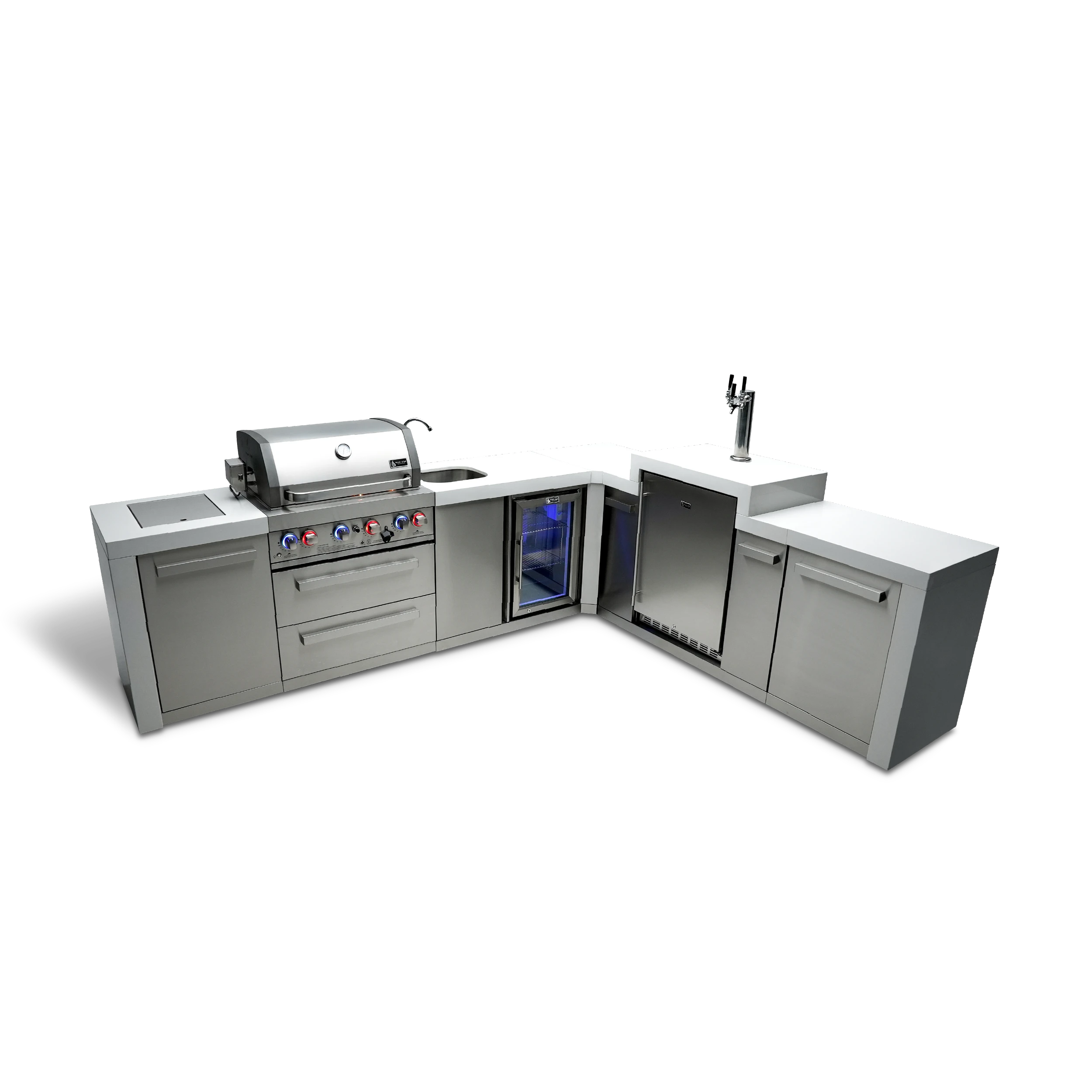 4-burner Deluxe Island With A 90-degree Corner, Kegerator And Beverage Center MAI400D90KEGBEV