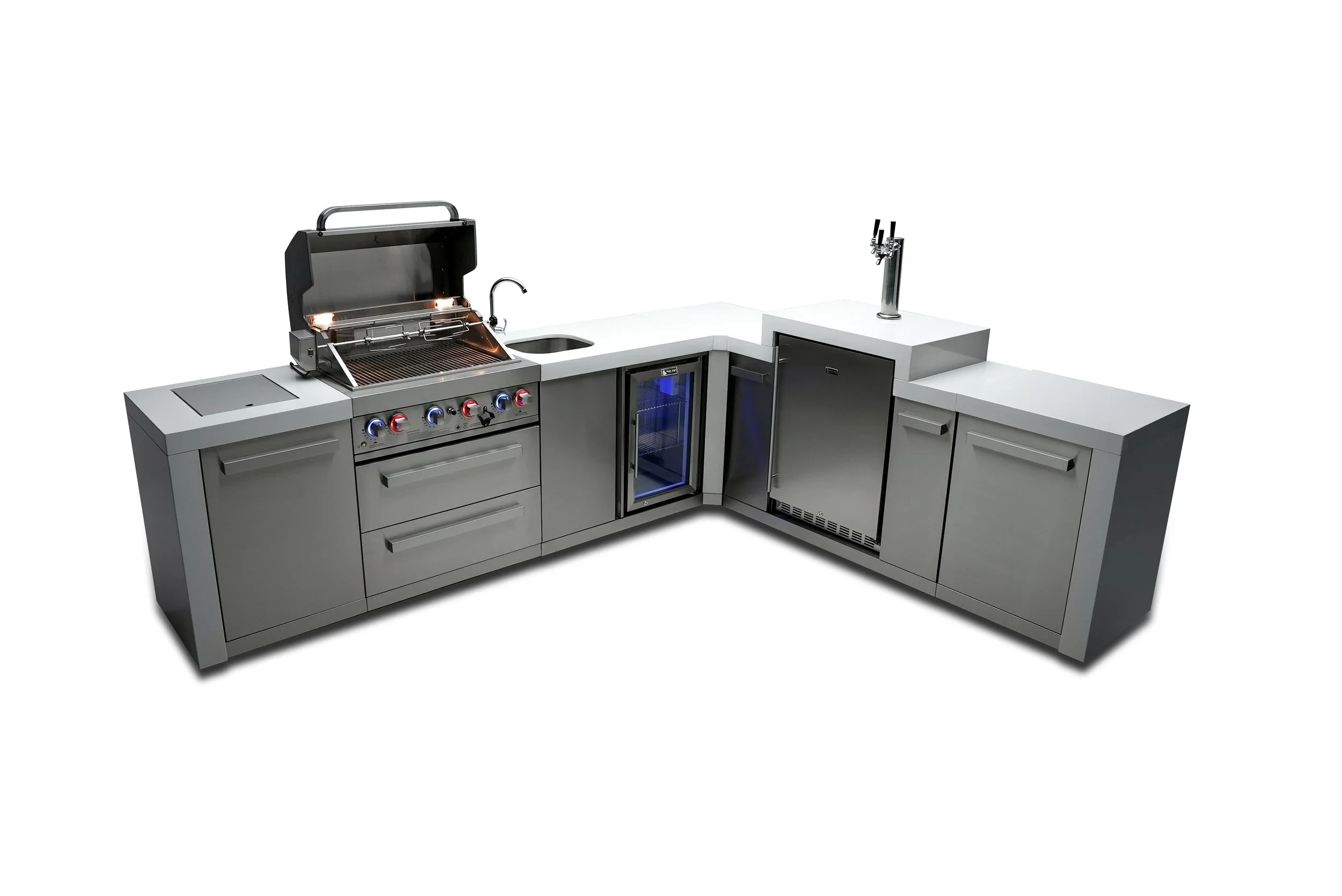 4-burner Deluxe Island With A 90-degree Corner, Kegerator And Beverage Center MAI400D90KEGBEV