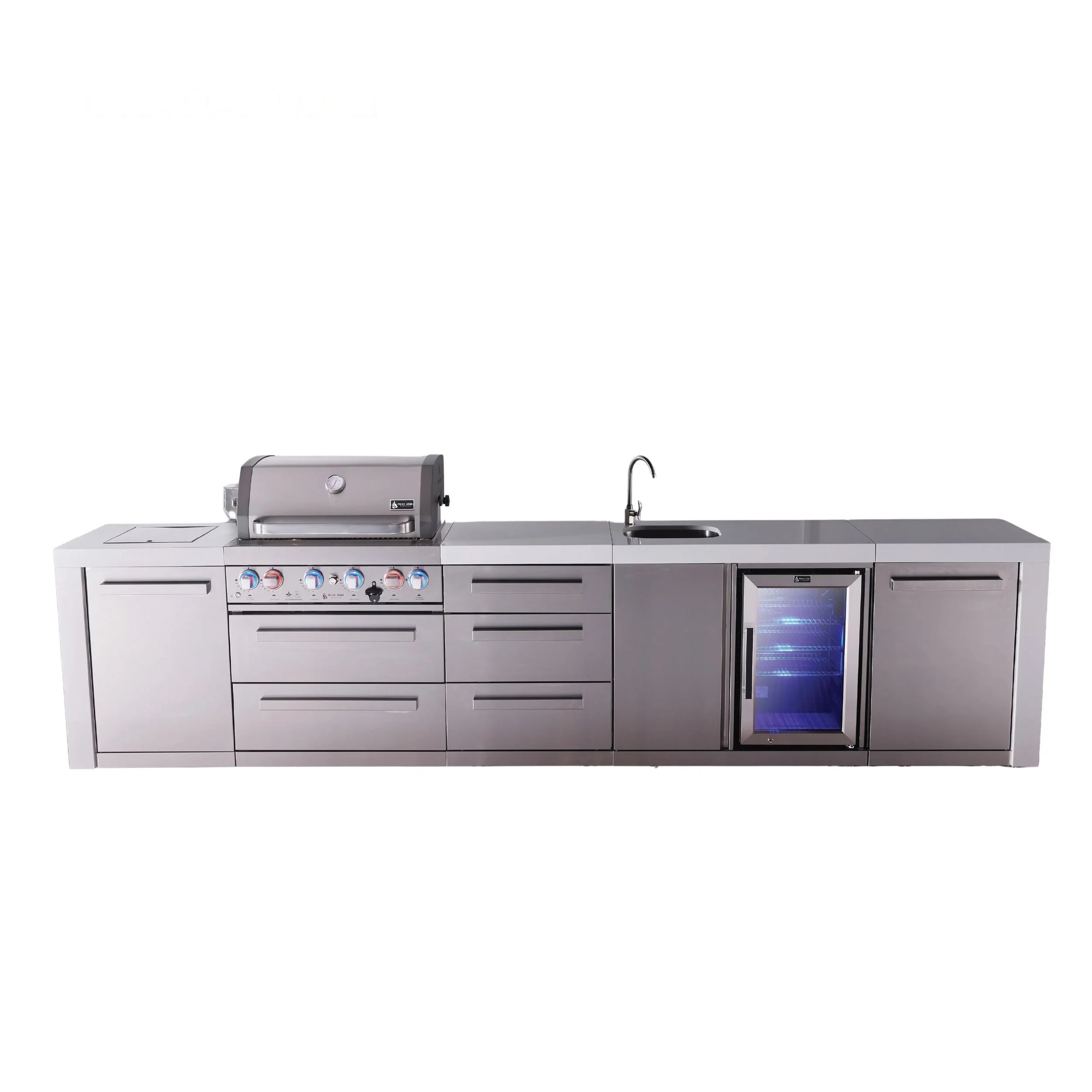 4-burner Deluxe Series Outdoor Kitchen Island With Beverage Center And Extra Storage Drawer Slides MAI400DBEVDR