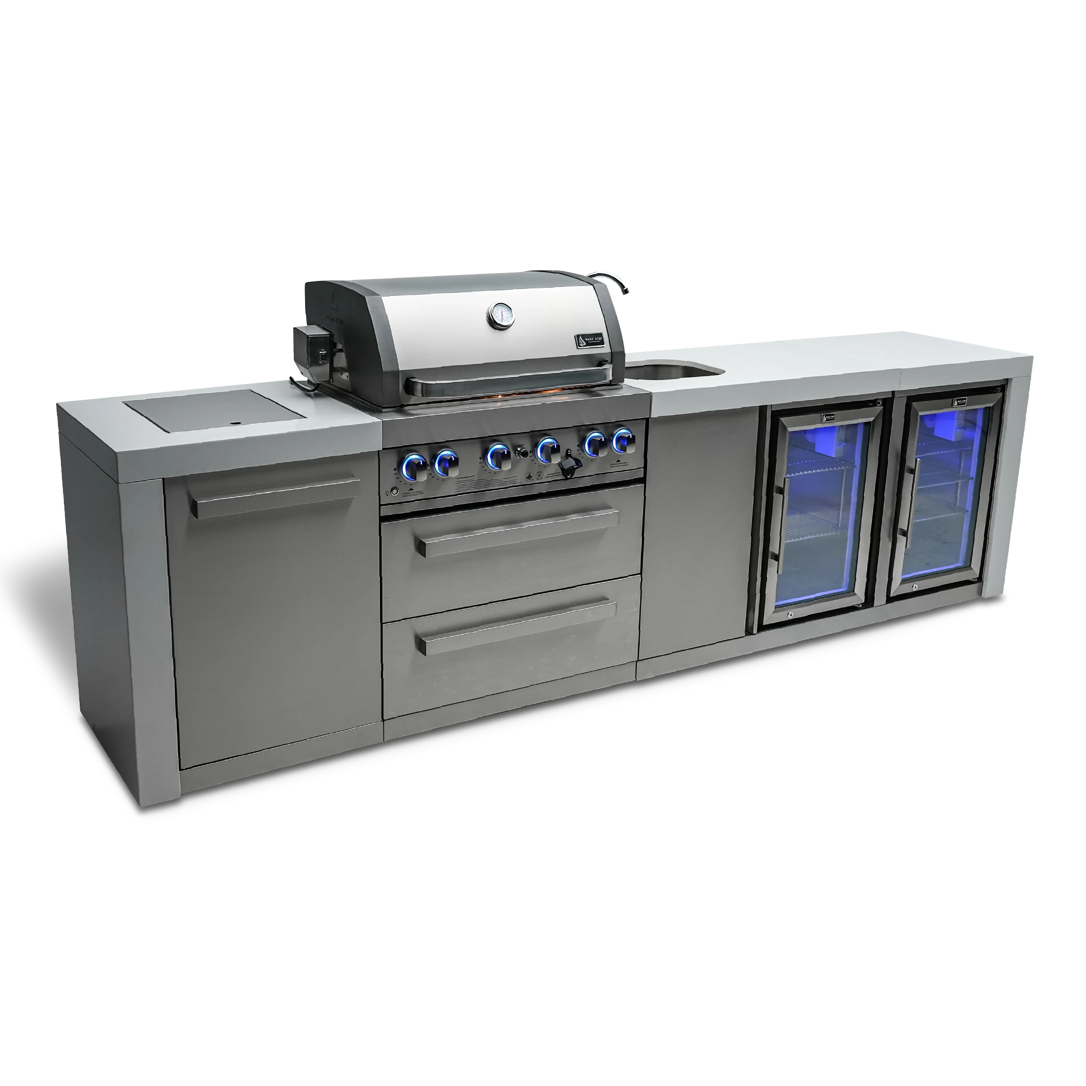 4-burner Deluxe Island With A Beverage Center And Fridge Cabinet MAI400DBEVFC