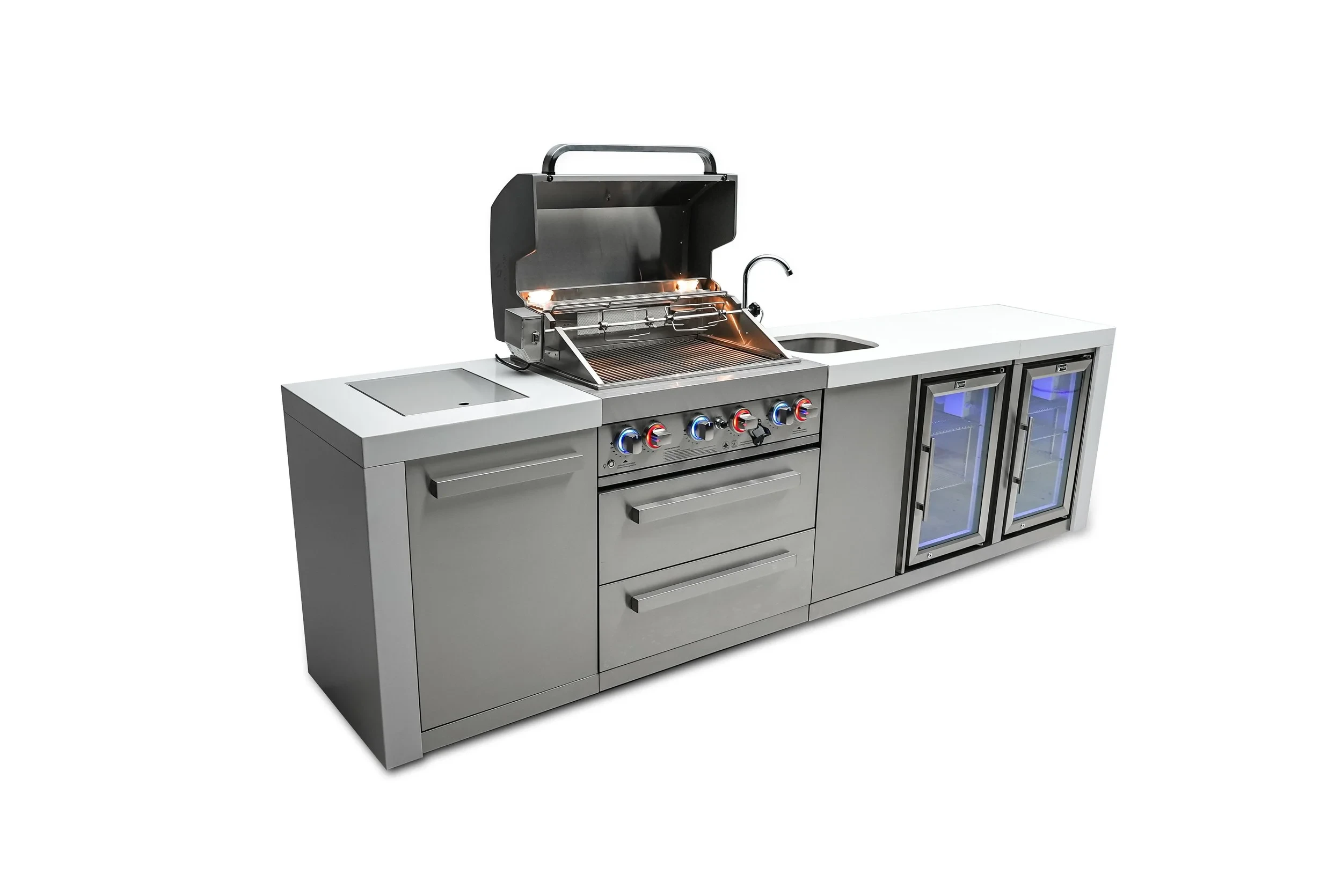 4-burner Deluxe Island With A Beverage Center And Fridge Cabinet MAI400DBEVFC