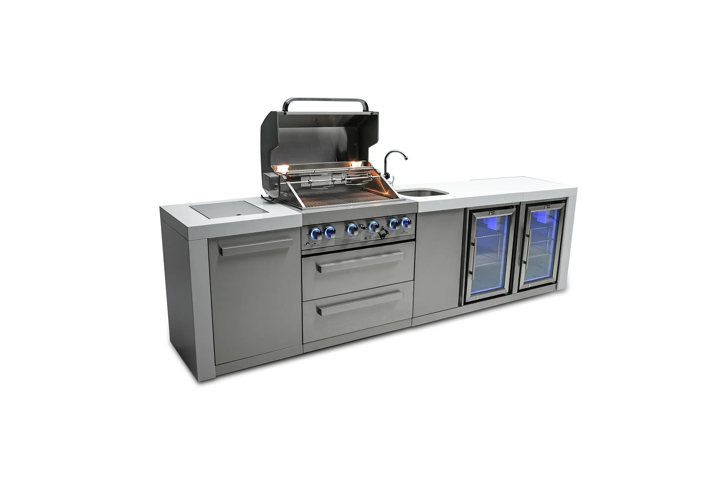 4-burner Deluxe Island With A Beverage Center And Fridge Cabinet MAI400DBEVFC
