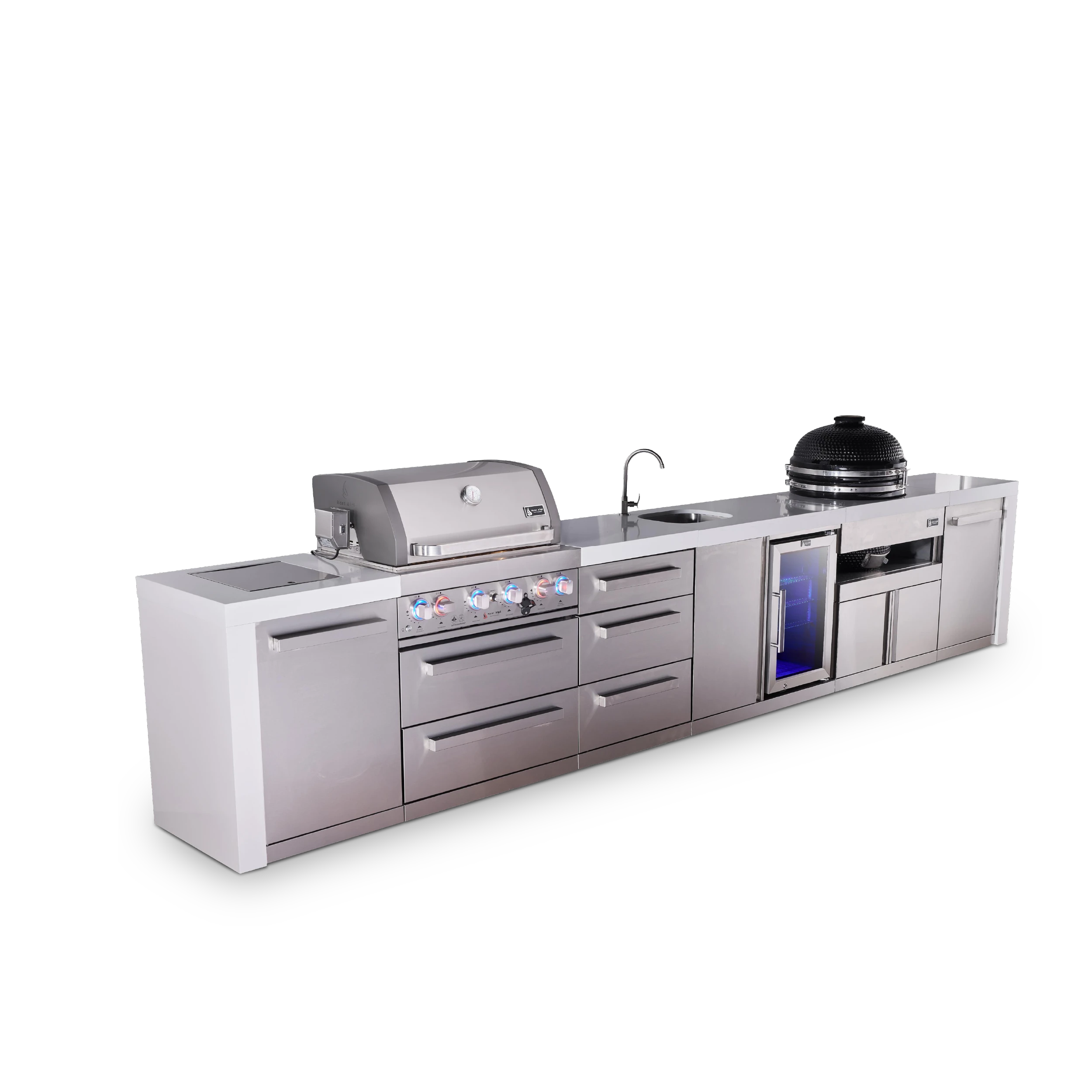 4-burner Deluxe Series Outdoor Kitchen Island With Beverage Center And Kamado Grill Module MAI400DBEVKAMDR