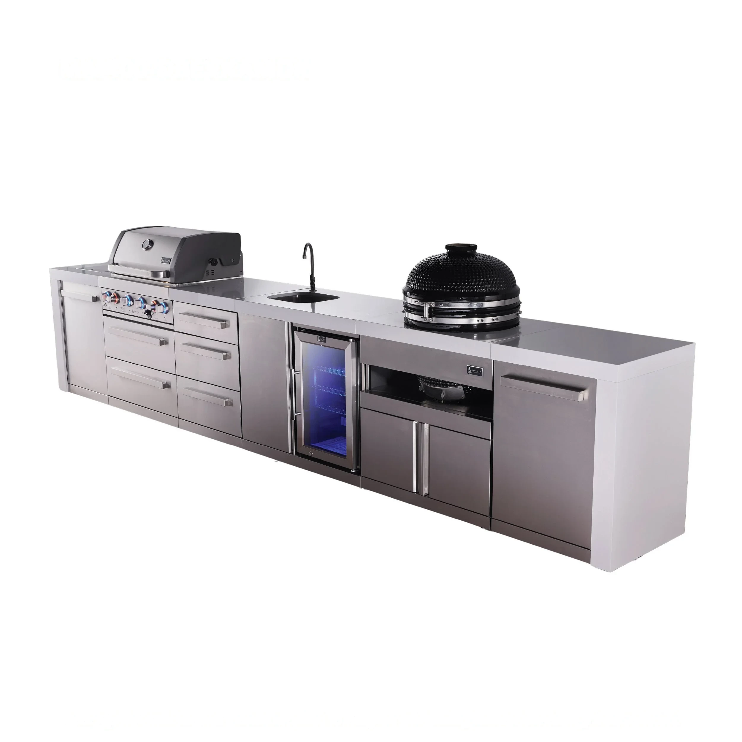 4-burner Deluxe Series Outdoor Kitchen Island With Beverage Center And Kamado Grill Module MAI400DBEVKAMDR