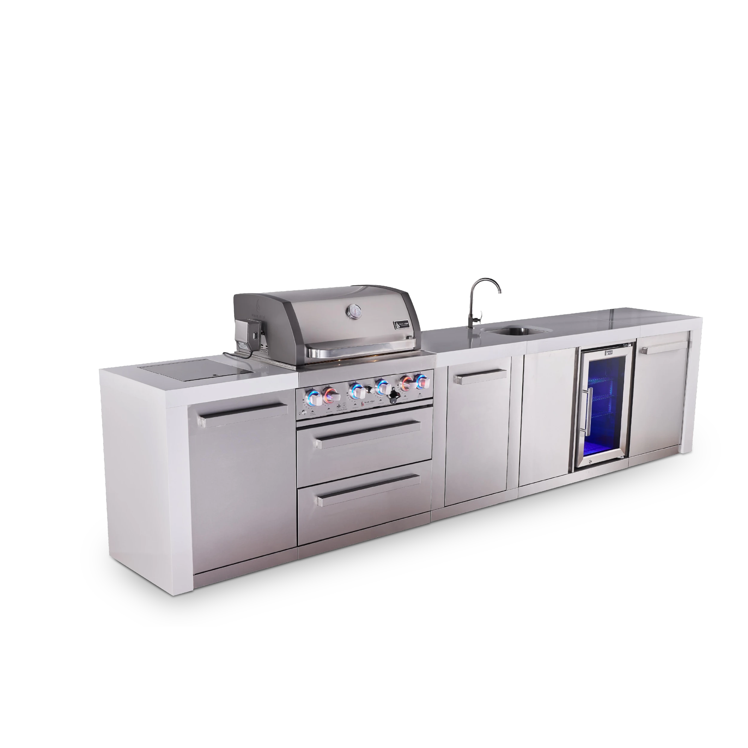 4-burner Deluxe Series Outdoor Kitchen Island With Beverage Center And Extra Storage Cabinet MAI400DBEVXL