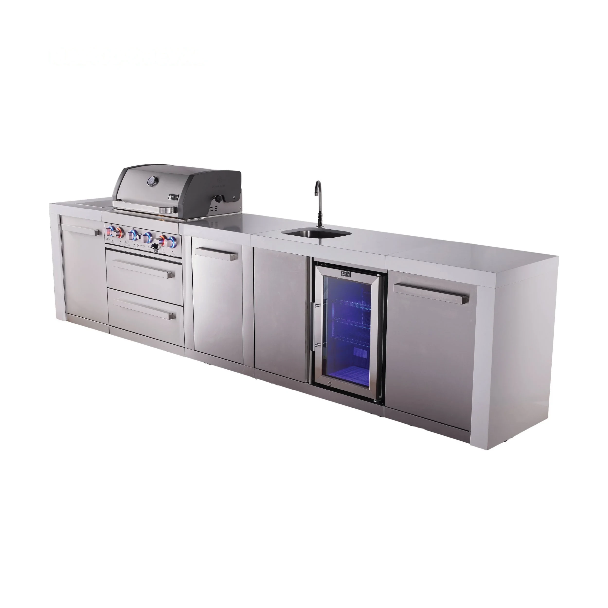 4-burner Deluxe Series Outdoor Kitchen Island With Beverage Center And Extra Storage Cabinet MAI400DBEVXL