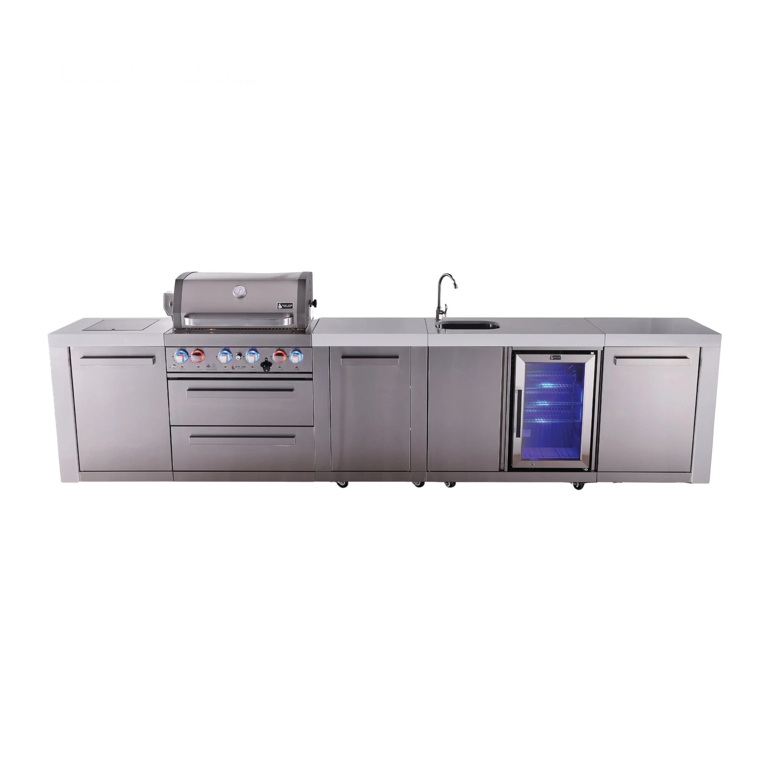 4-burner Deluxe Series Outdoor Kitchen Island With Beverage Center And Extra Storage Cabinet MAI400DBEVXL