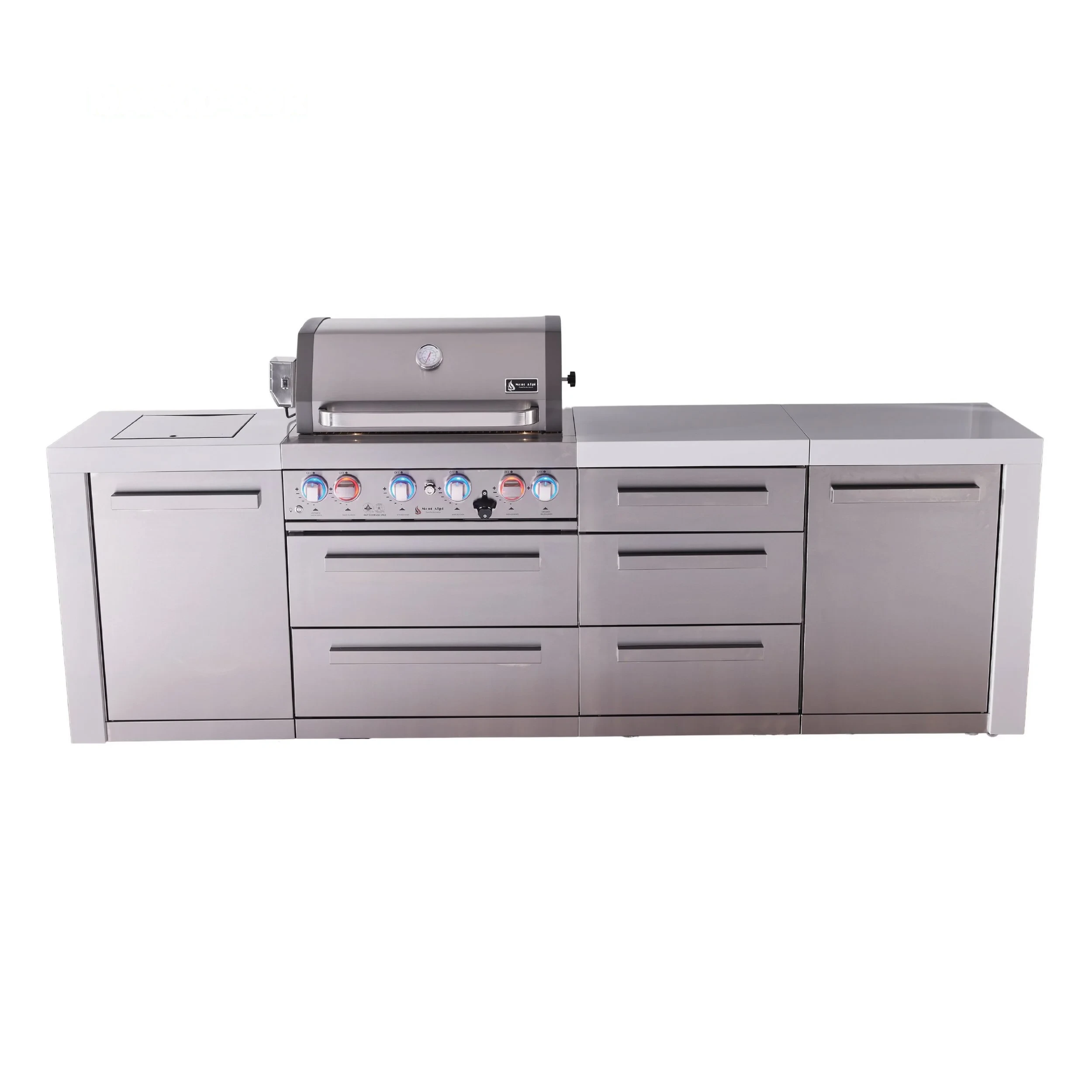 4-burner Deluxe Series Outdoor Kitchen Island With Extra Drawer Slides Cabinet Module MAI400DDR