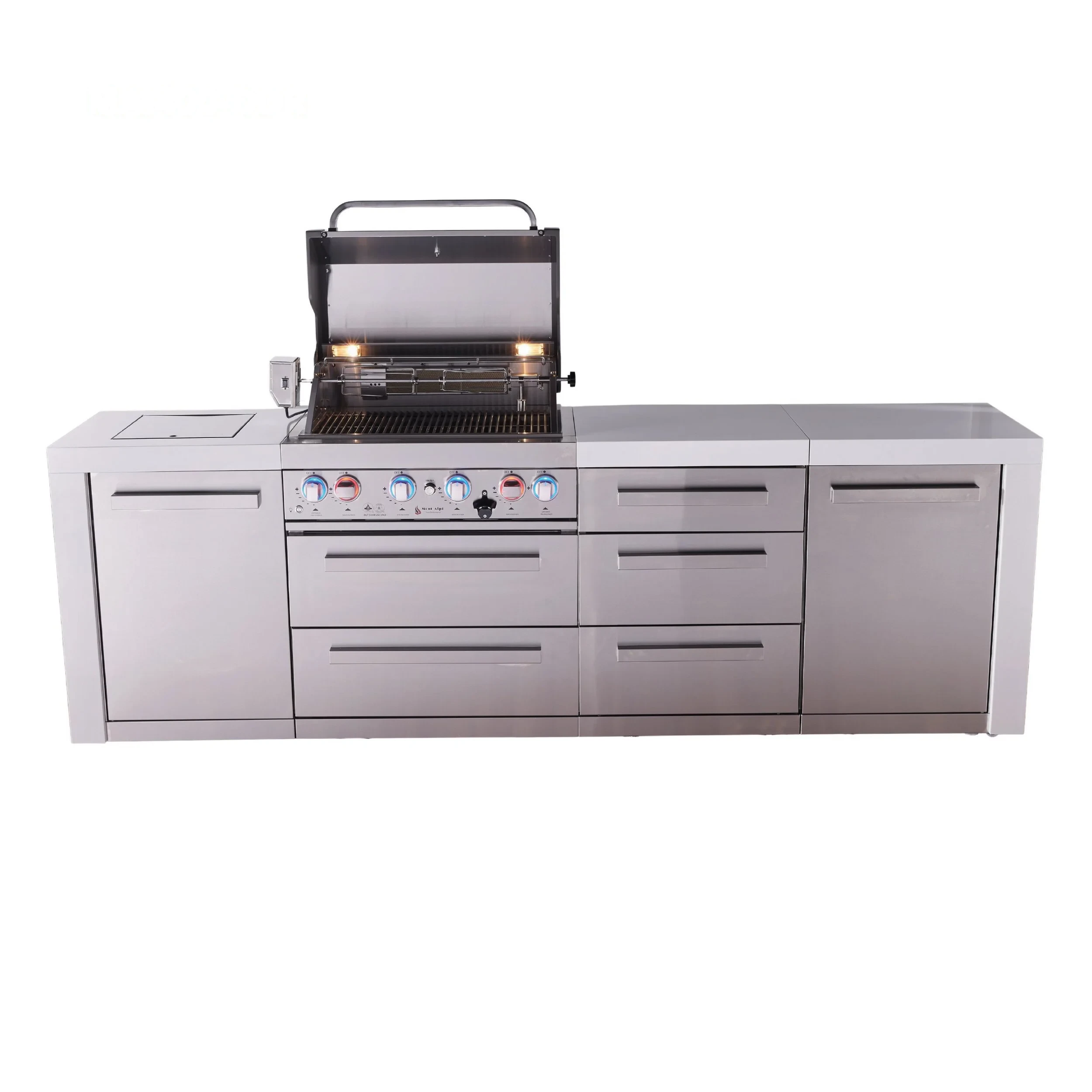 4-burner Deluxe Series Outdoor Kitchen Island With Extra Drawer Slides Cabinet Module MAI400DDR