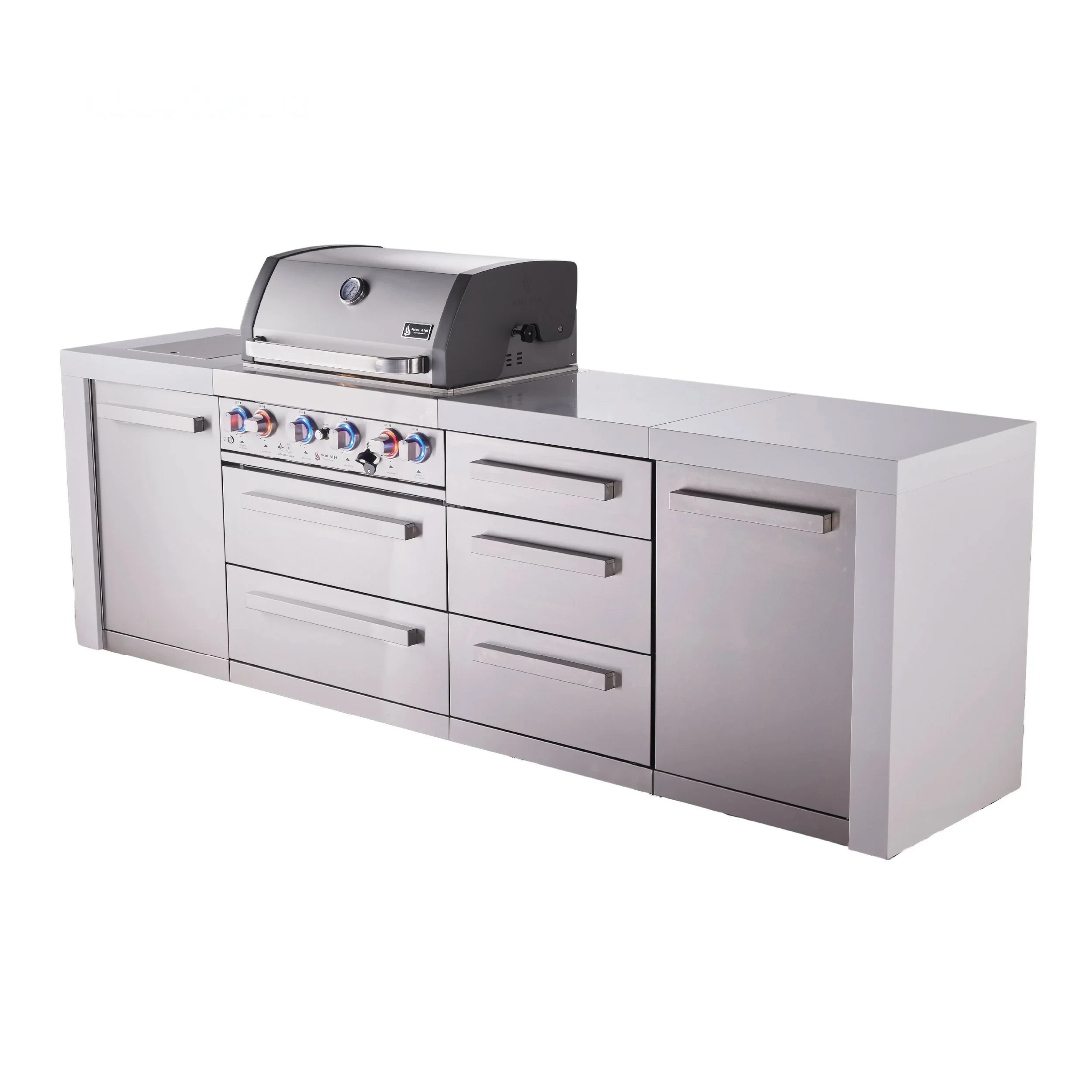 4-burner Deluxe Series Outdoor Kitchen Island With Extra Drawer Slides Cabinet Module MAI400DDR