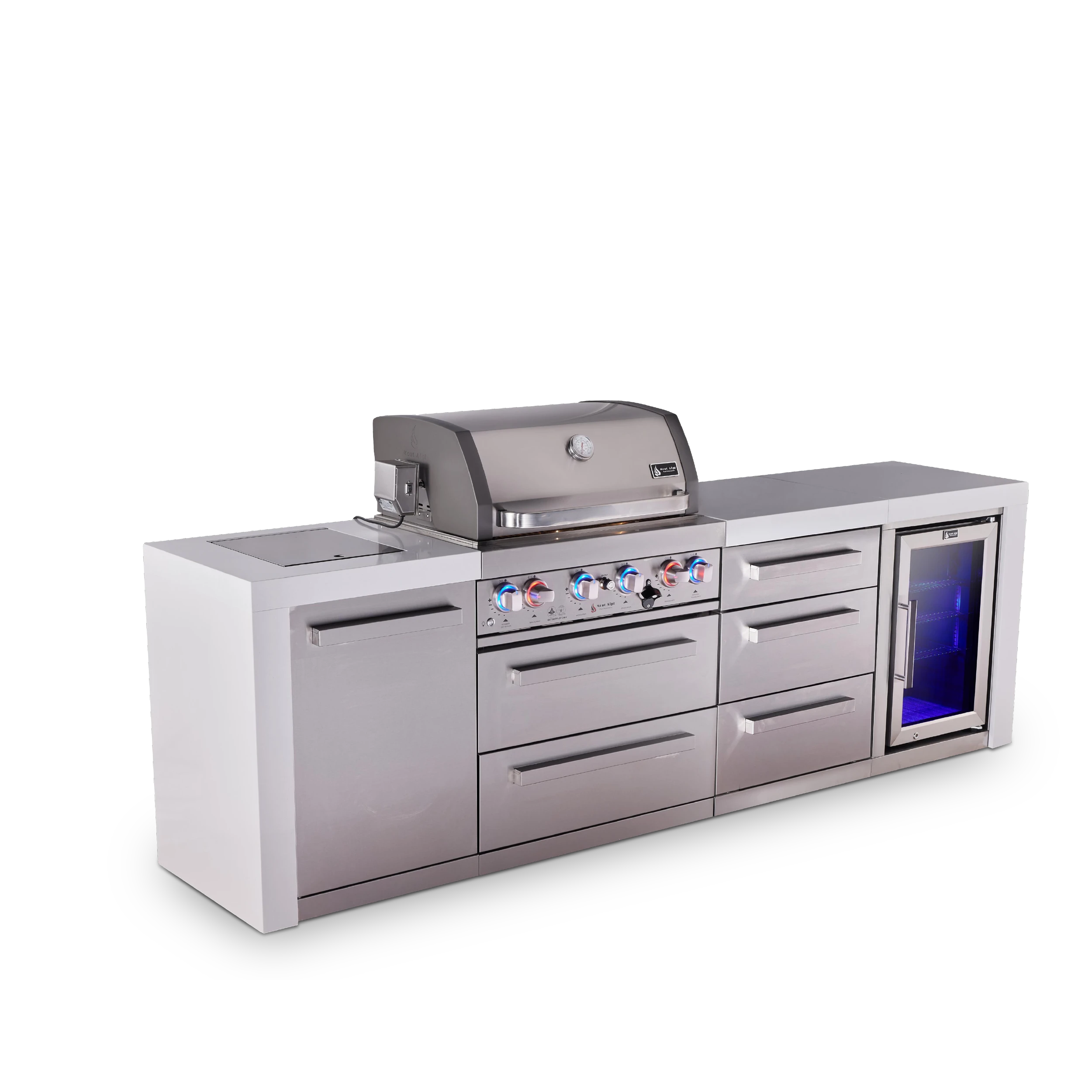 4-burner Deluxe Series Outdoor Kitchen Island With Fridge And Extra Drawer Slides Cabinet MAI400DFCDR