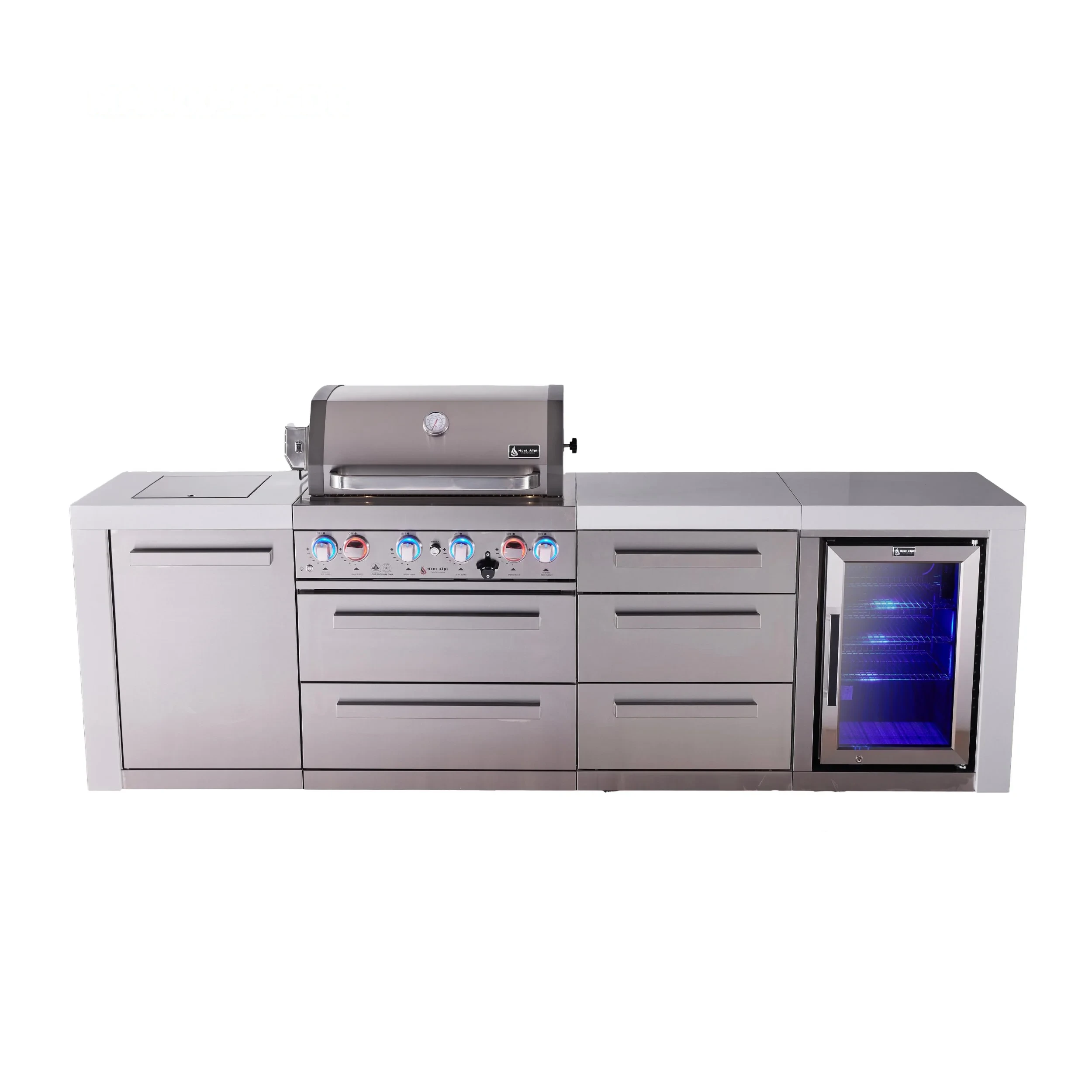 4-burner Deluxe Series Outdoor Kitchen Island With Fridge And Extra Drawer Slides Cabinet MAI400DFCDR