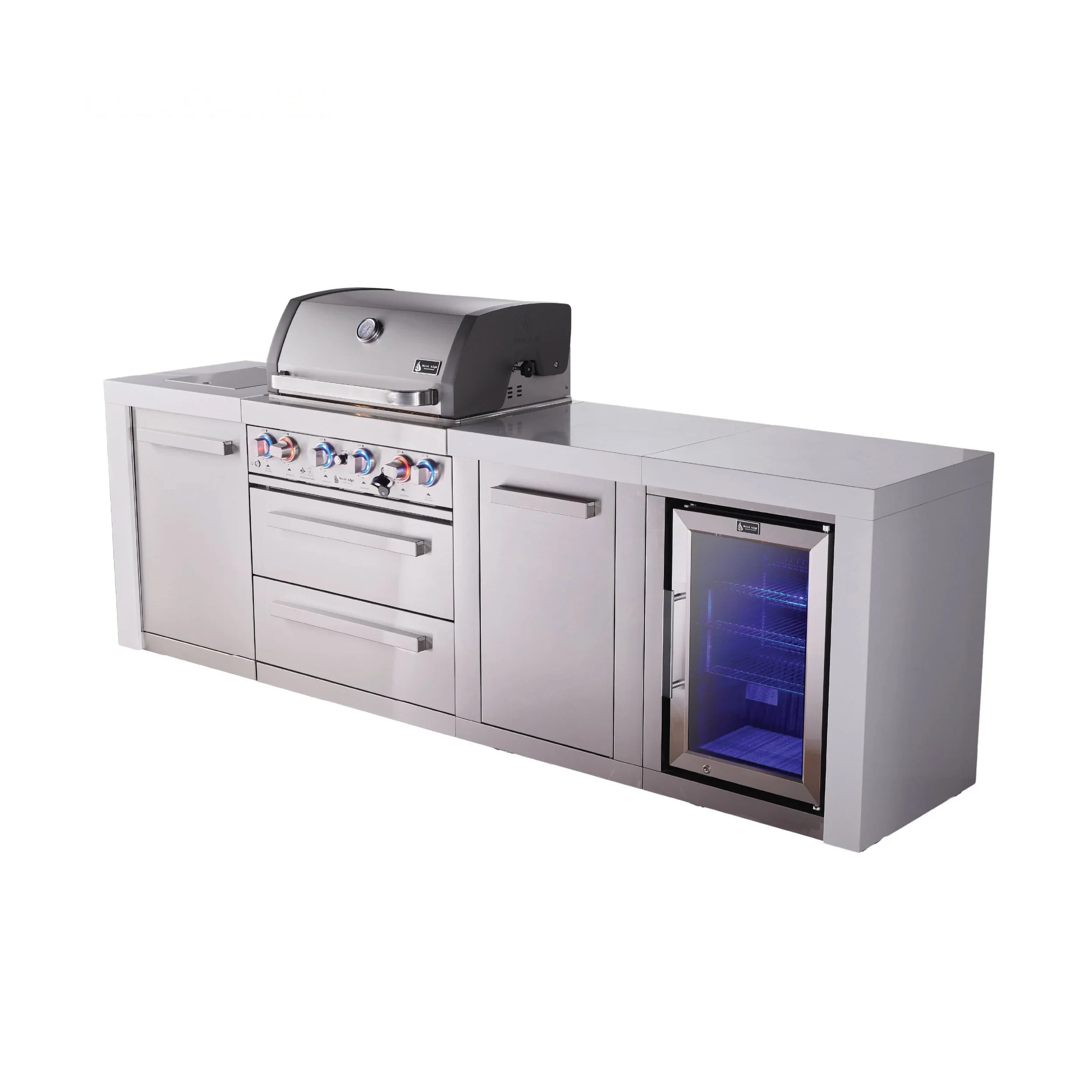 4-burner Deluxe Series Outdoor Kitchen Island With Fridge And Extra Storage Cabinet MAI400DFCXL