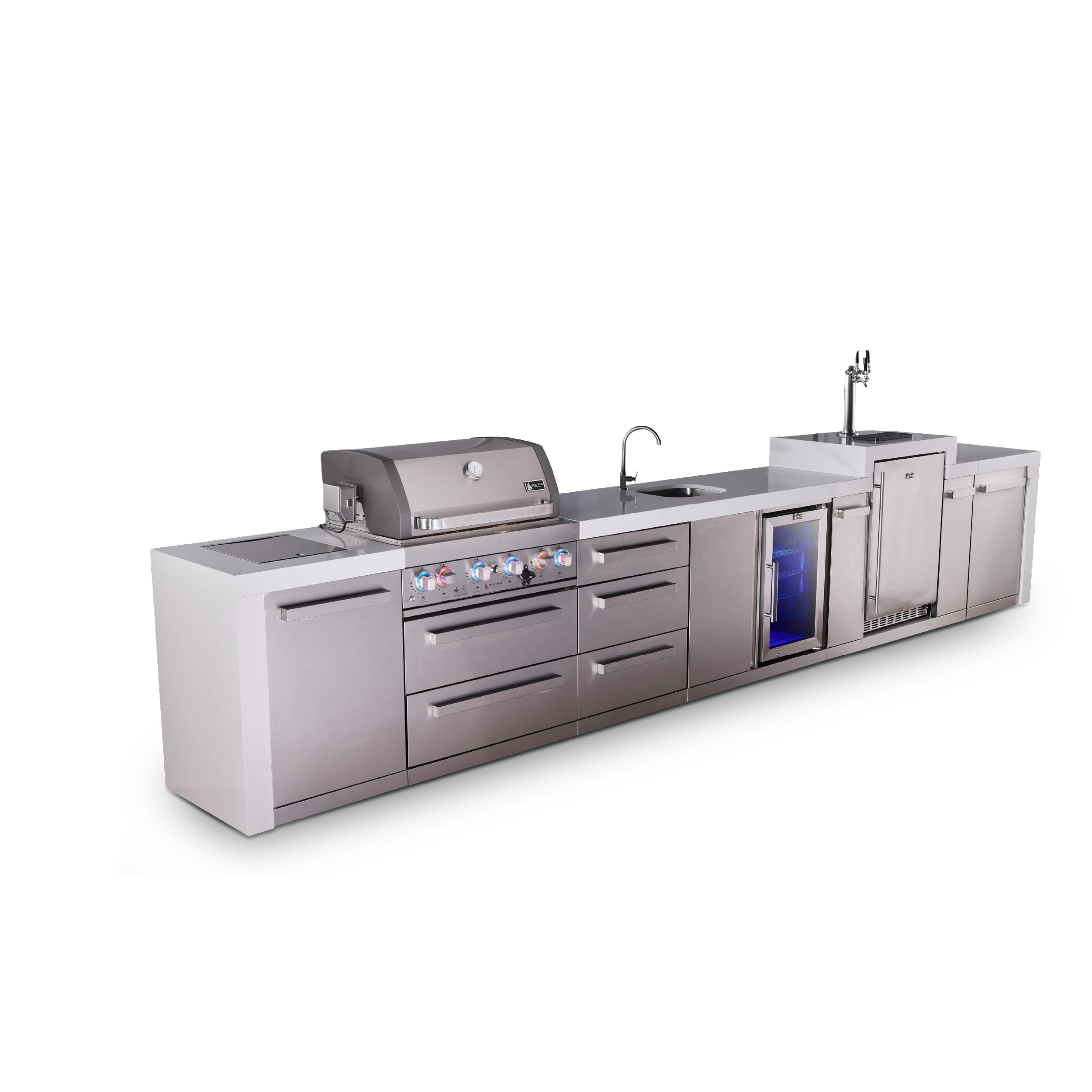 4-burner Deluxe Series Outdoor Kitchen Island With Beverage Center And Kegerator Module Plus Extra Storage Drawer Slides MAI400DKEGBEVDR