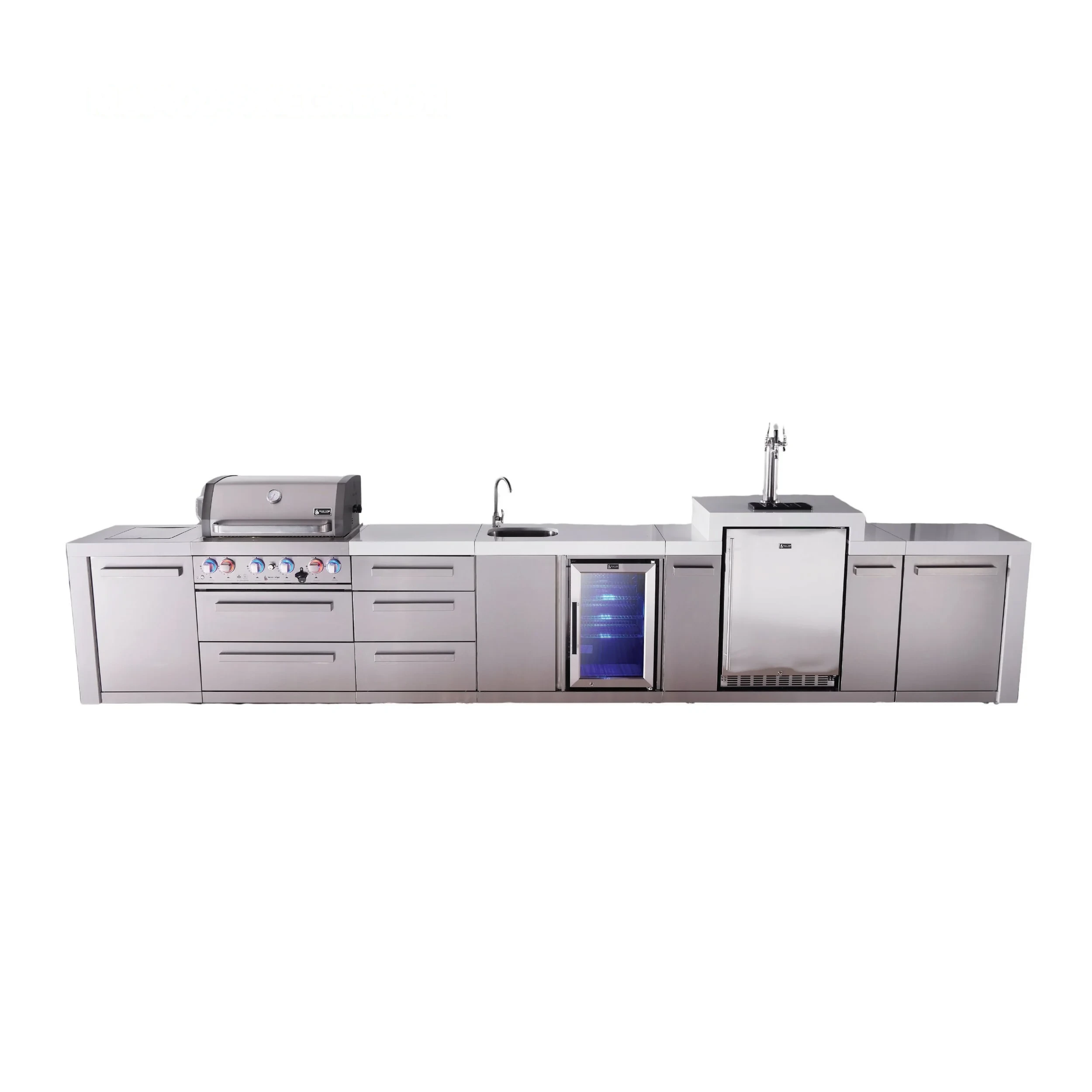 4-burner Deluxe Series Outdoor Kitchen Island With Beverage Center And Kegerator Module Plus Extra Storage Drawer Slides MAI400DKEGBEVDR