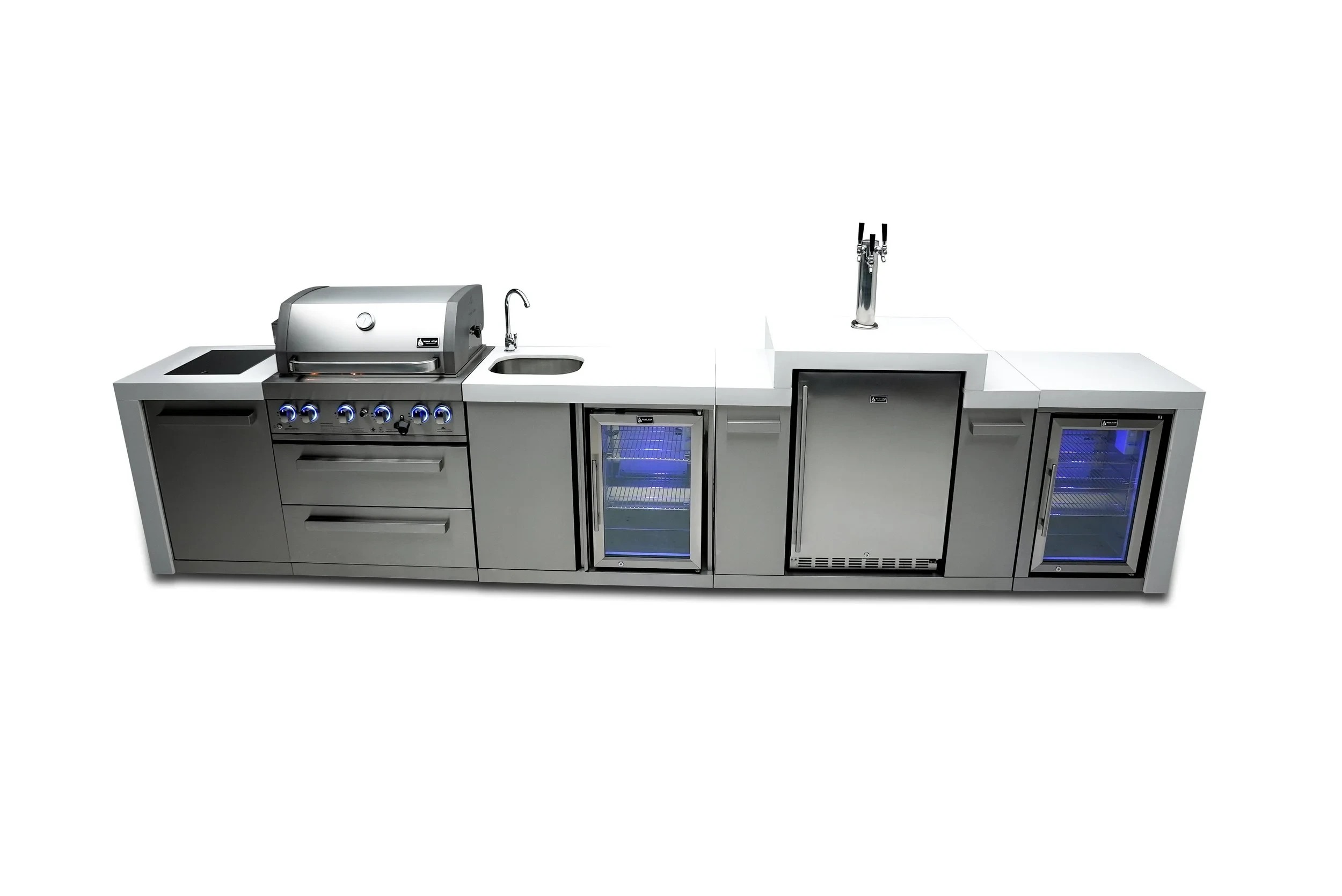 4-burner Deluxe Island With A Kegerator, Beverage Center And Fridge Cabinet MAI400DKEGBEVFC