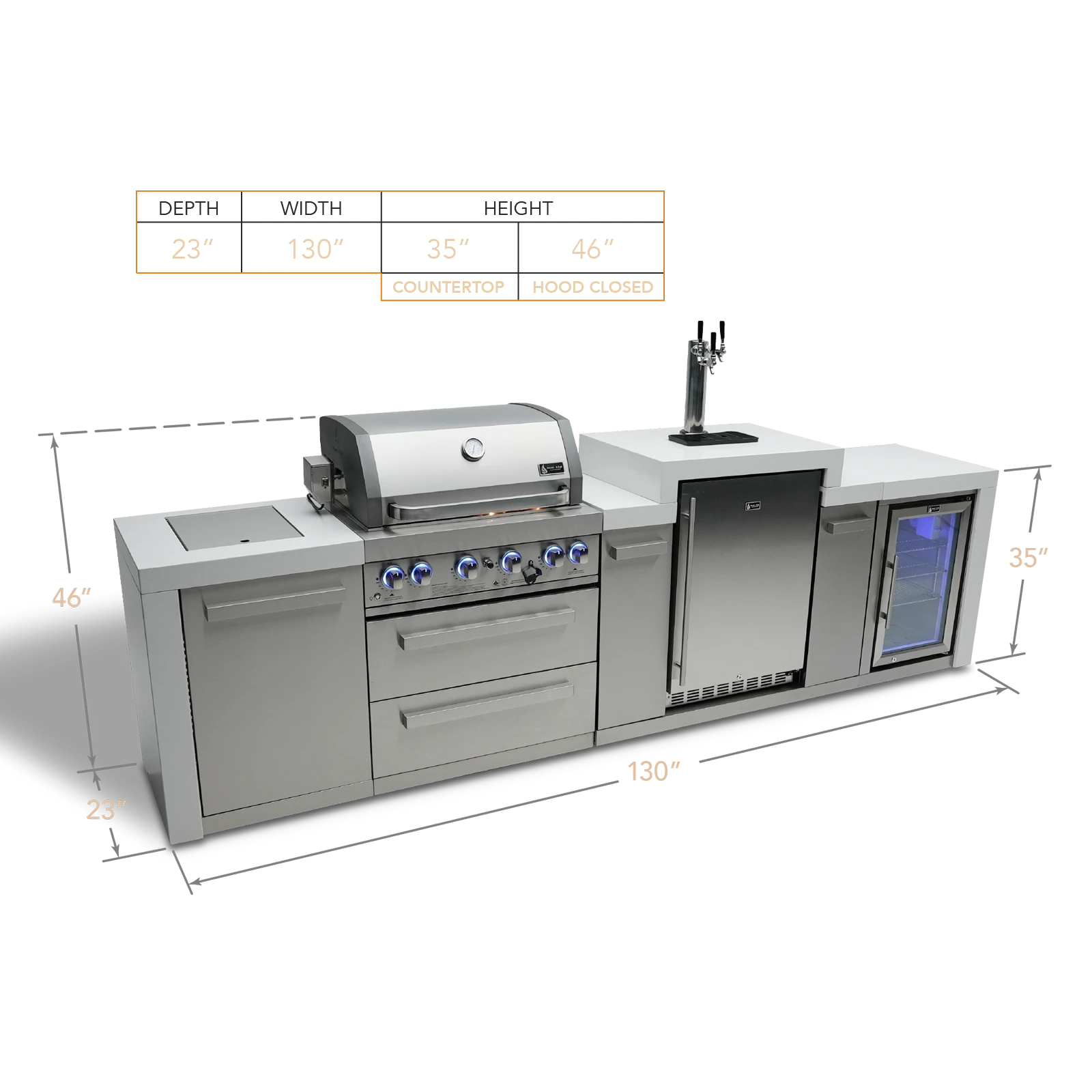 4-burner Deluxe Island With A Kegerator And Fridge Cabinet MAI400DKEGFC