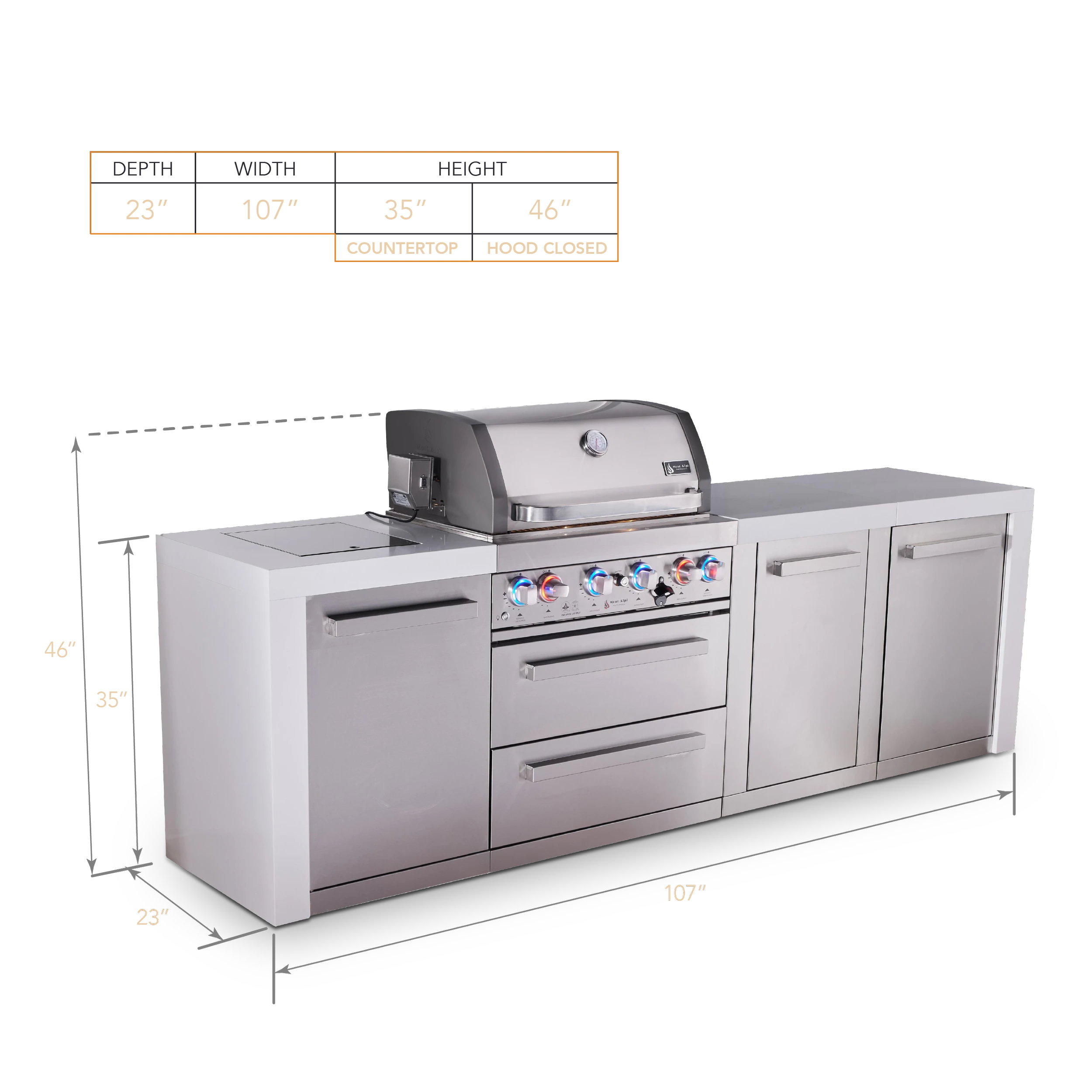 4-burner Deluxe Series Outdoor Kitchen Island With Extra Storage Cabinet MAI400DXL