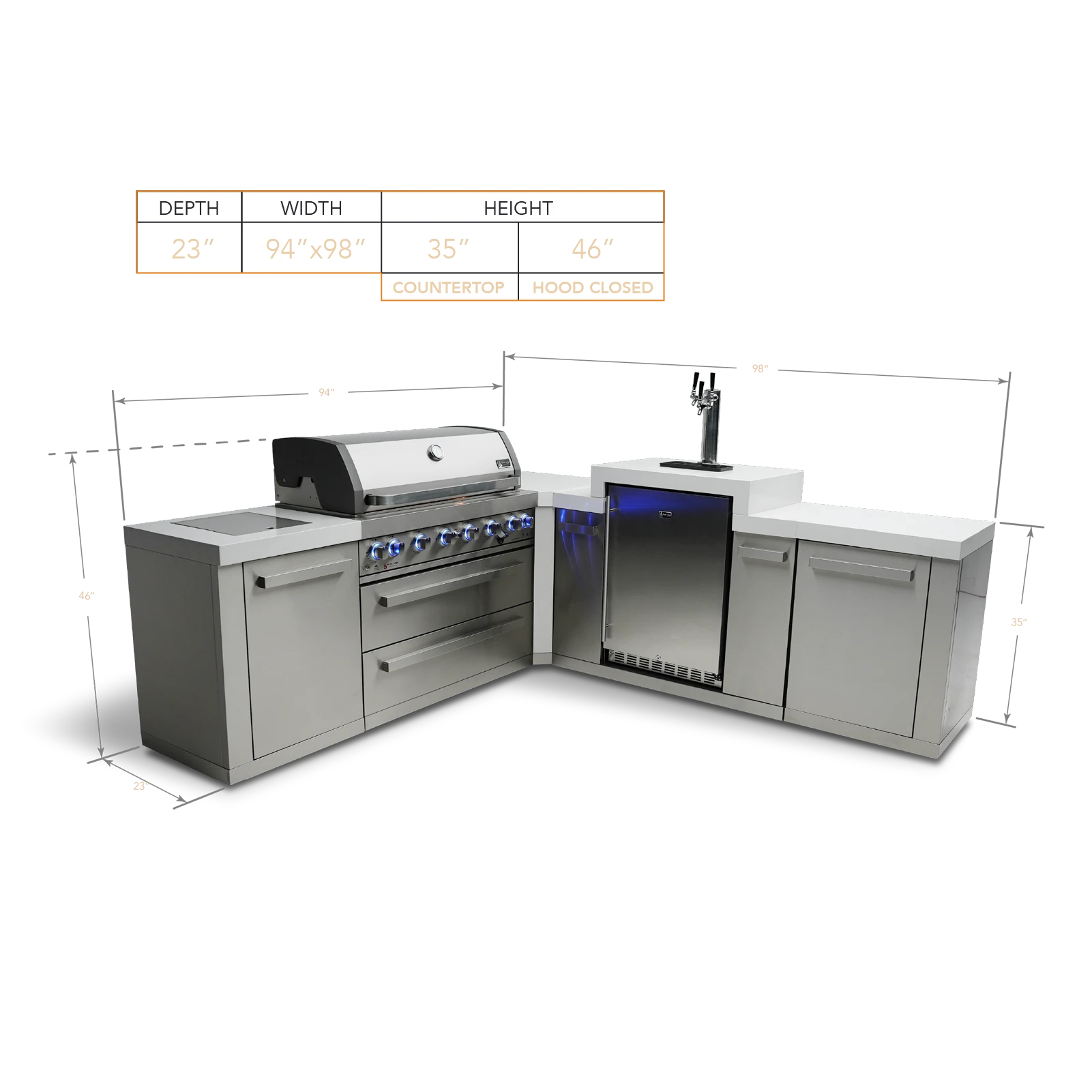 6-burner Island With A 90-degree Corner And Kegerator MAI80590KEG
