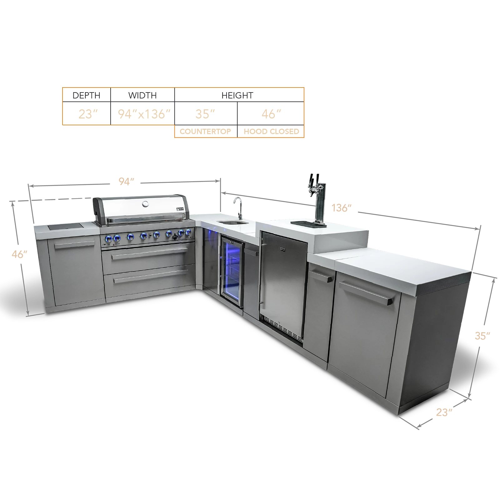 6-burner Island With A 90-degree Corner, Kegerator And Beverage Center MAI80590KEGBEV