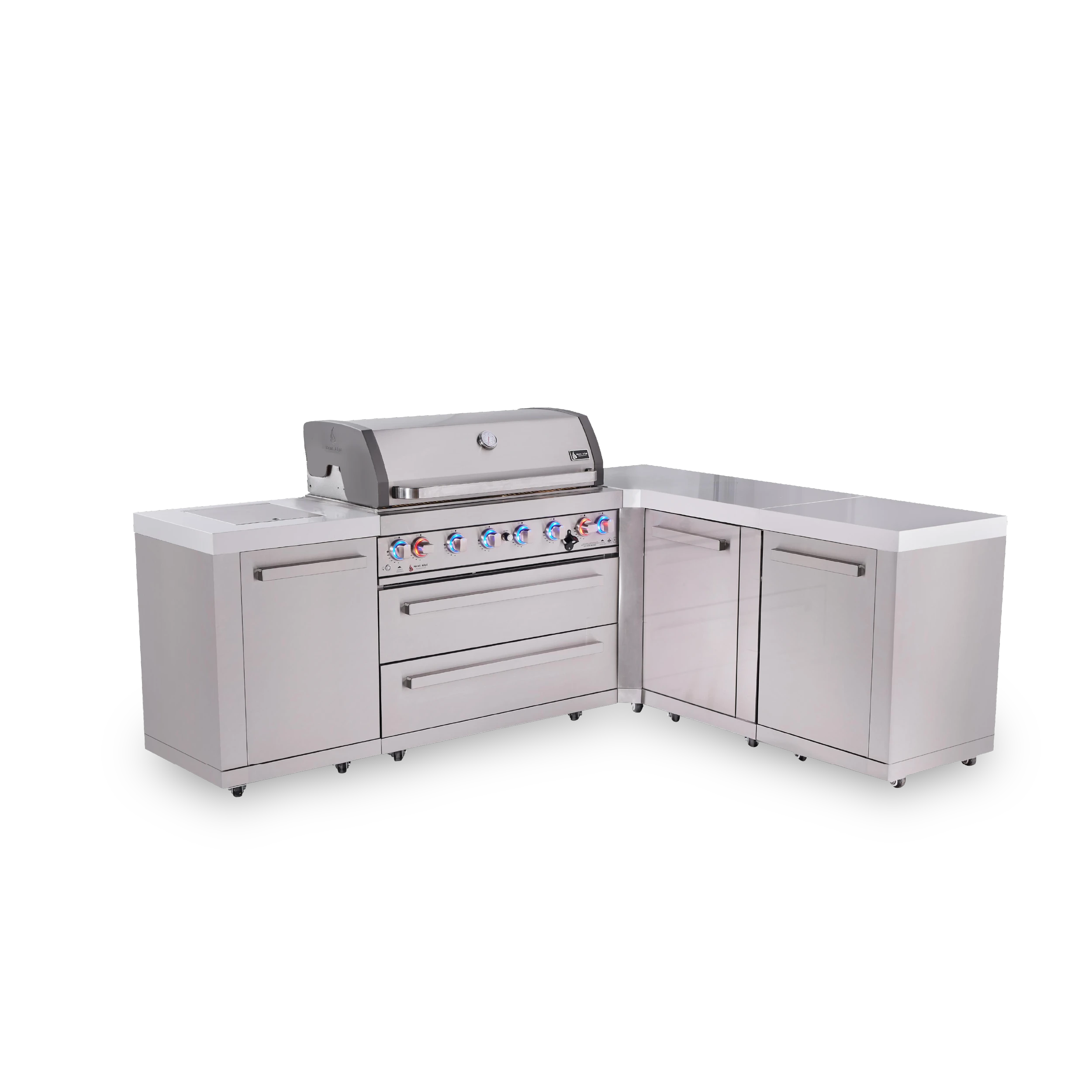 6-burner L-shaped Original Series Outdoor Kitchen Island With Xl Extra Storage Cabinet MAI80590XL