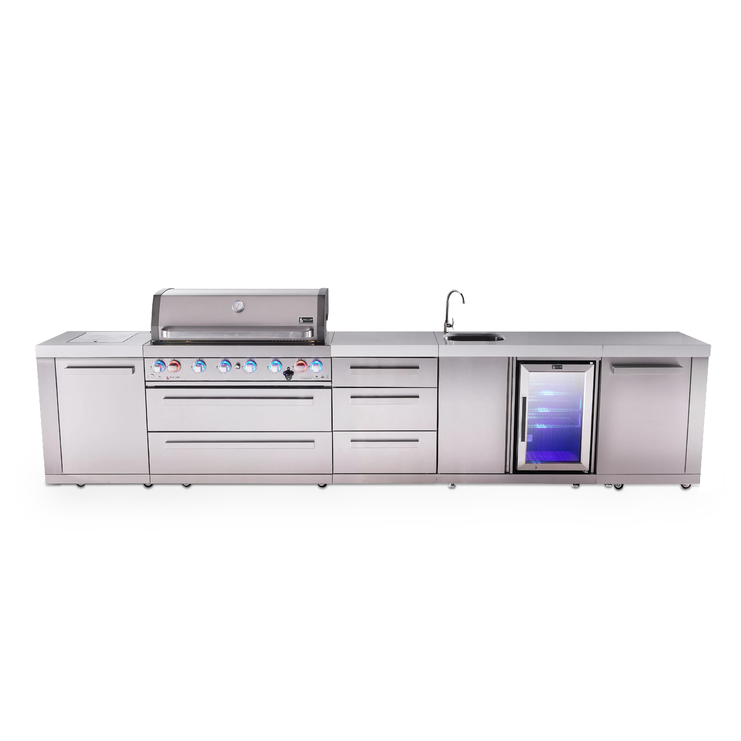 6-burner Original Series Outdoor Kitchen Island With Beverage Center And Extra 3-drawer Cabinet MAI805BEVDR
