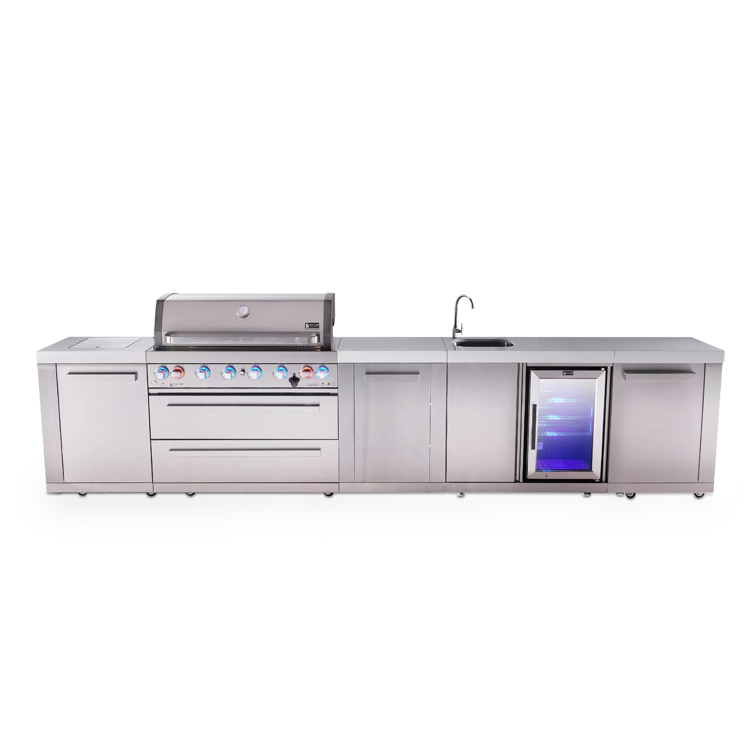 6-burner Outdoor Kitchen Island With Beverage Center And Extra Storage Cabinet MAI805BEVXL