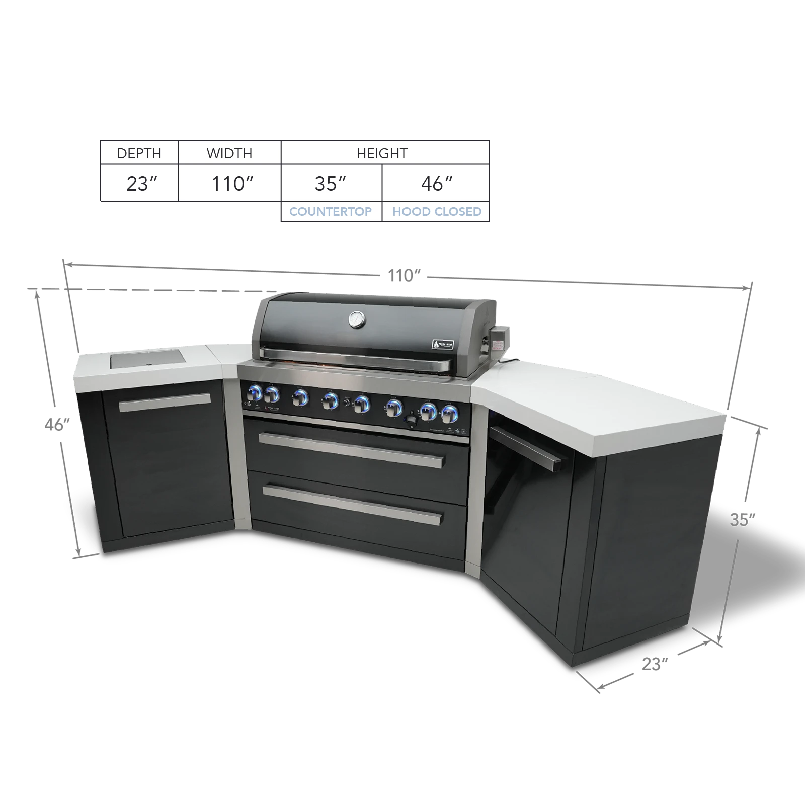 805 Black Stainless Steel Island With 45-degree Corners MAI805BSS45