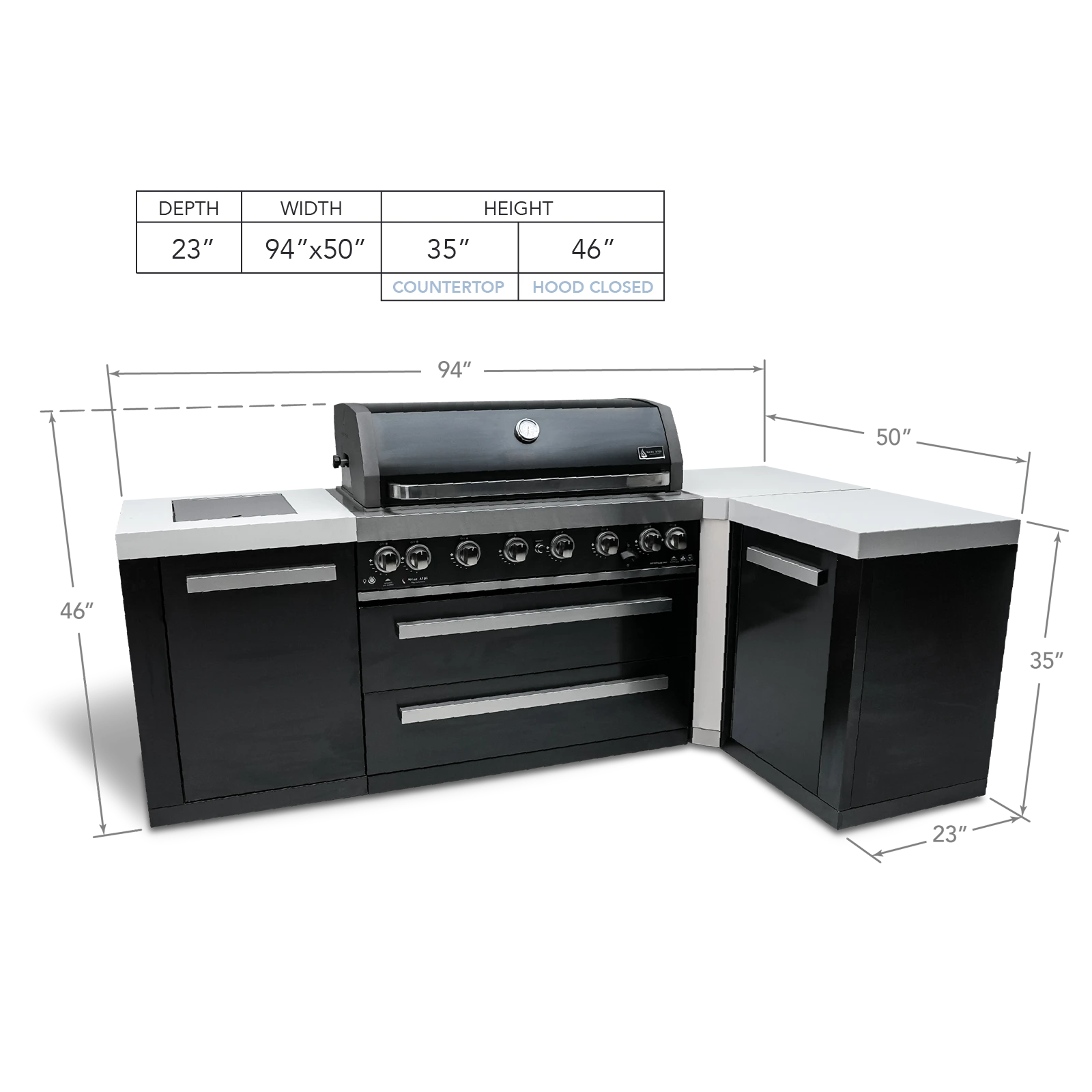 805 Black Stainless Steel Island With A 90-degree Corner MAI805BSS90