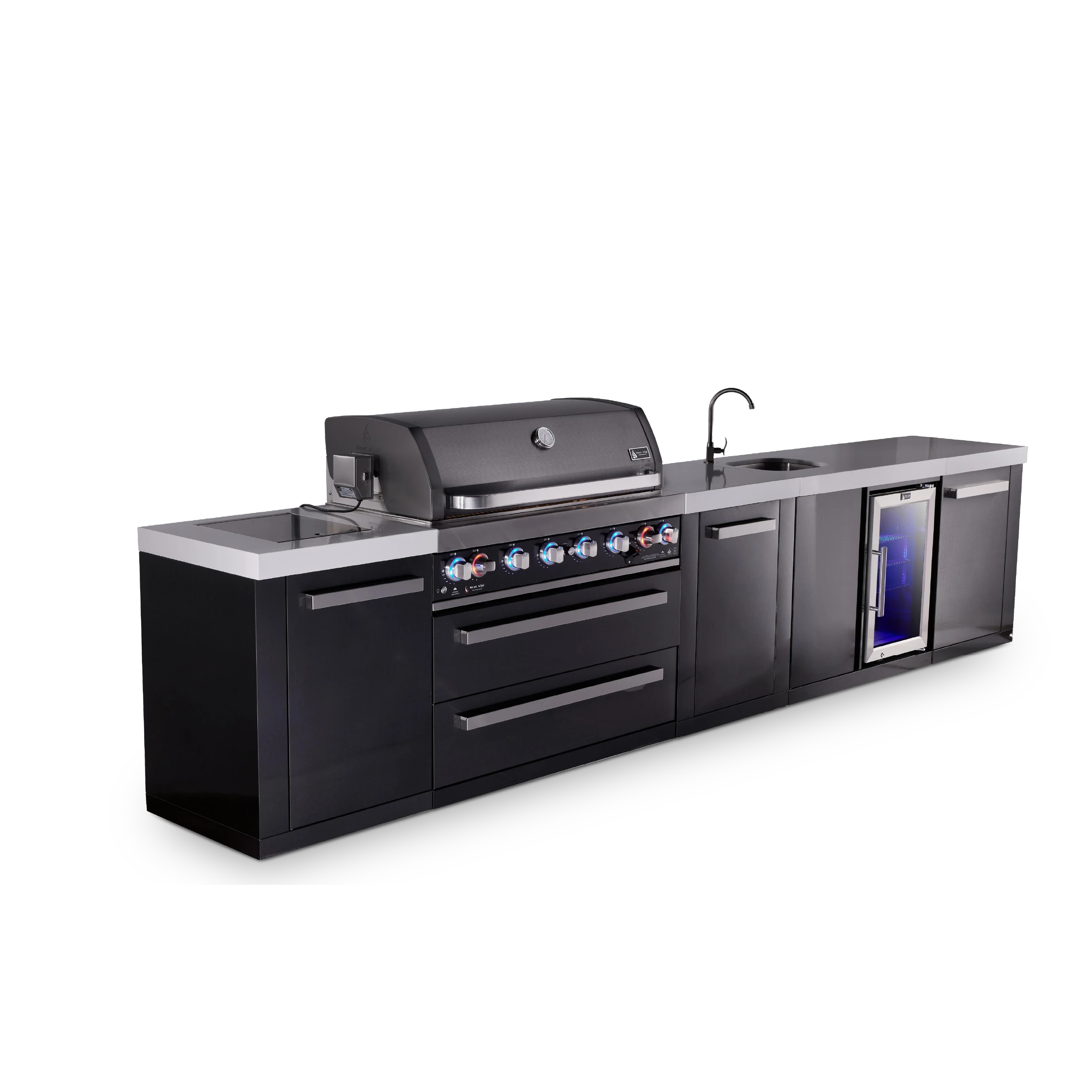 6-burner Black Series Outdoor Kitchen Island With Beverage Center & Xl Storage Cabinet MAI805BSSBEVXL