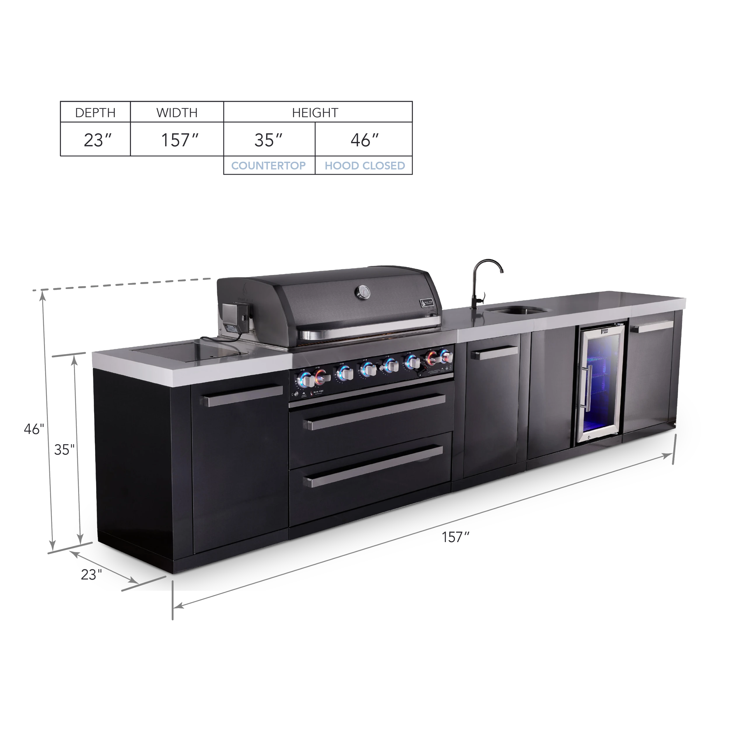 6-burner Black Series Outdoor Kitchen Island With Beverage Center & Xl Storage Cabinet MAI805BSSBEVXL