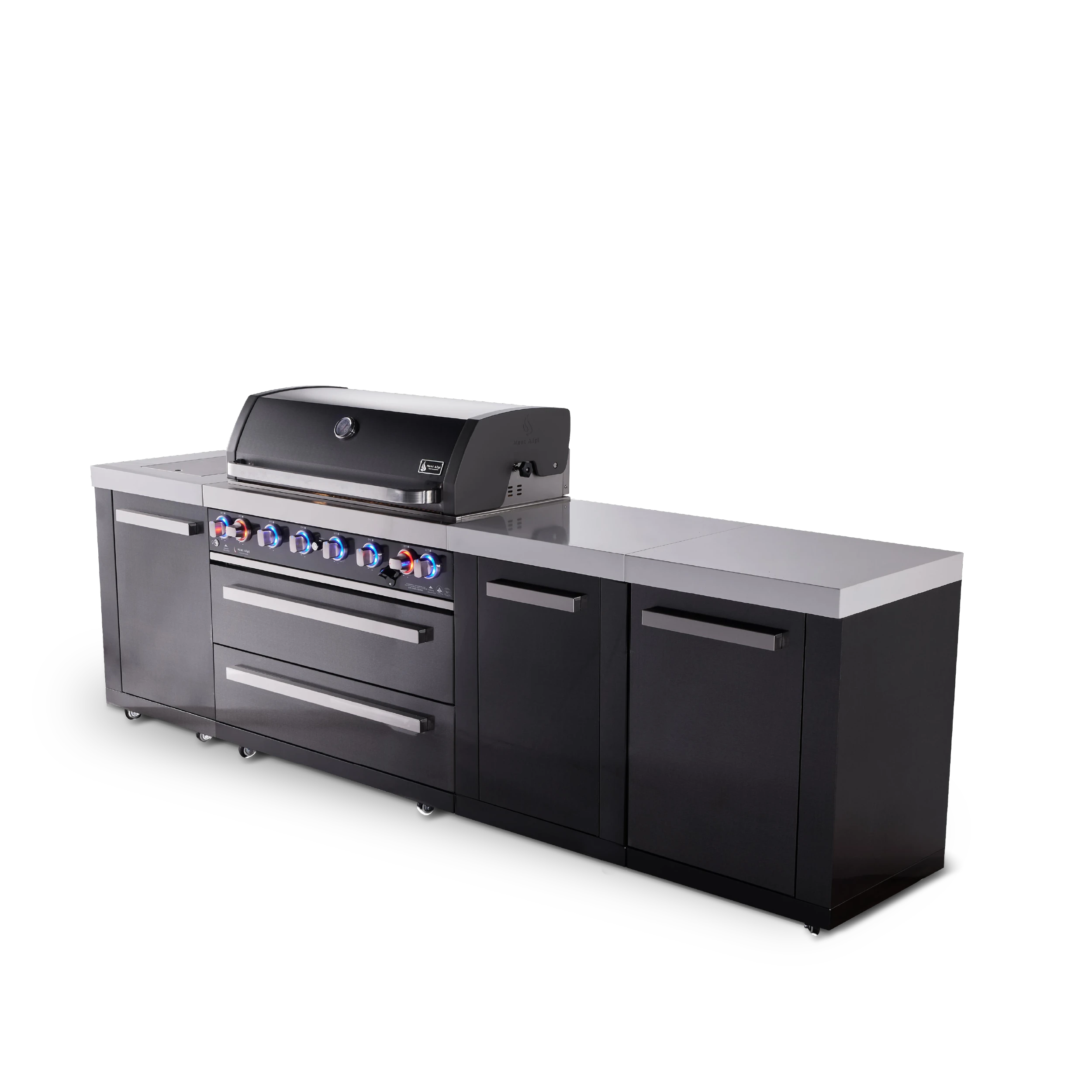 6-burner Black Series Outdoor Kitchen Island With Xl Extra Storage Cabinet MAI805BSSXL