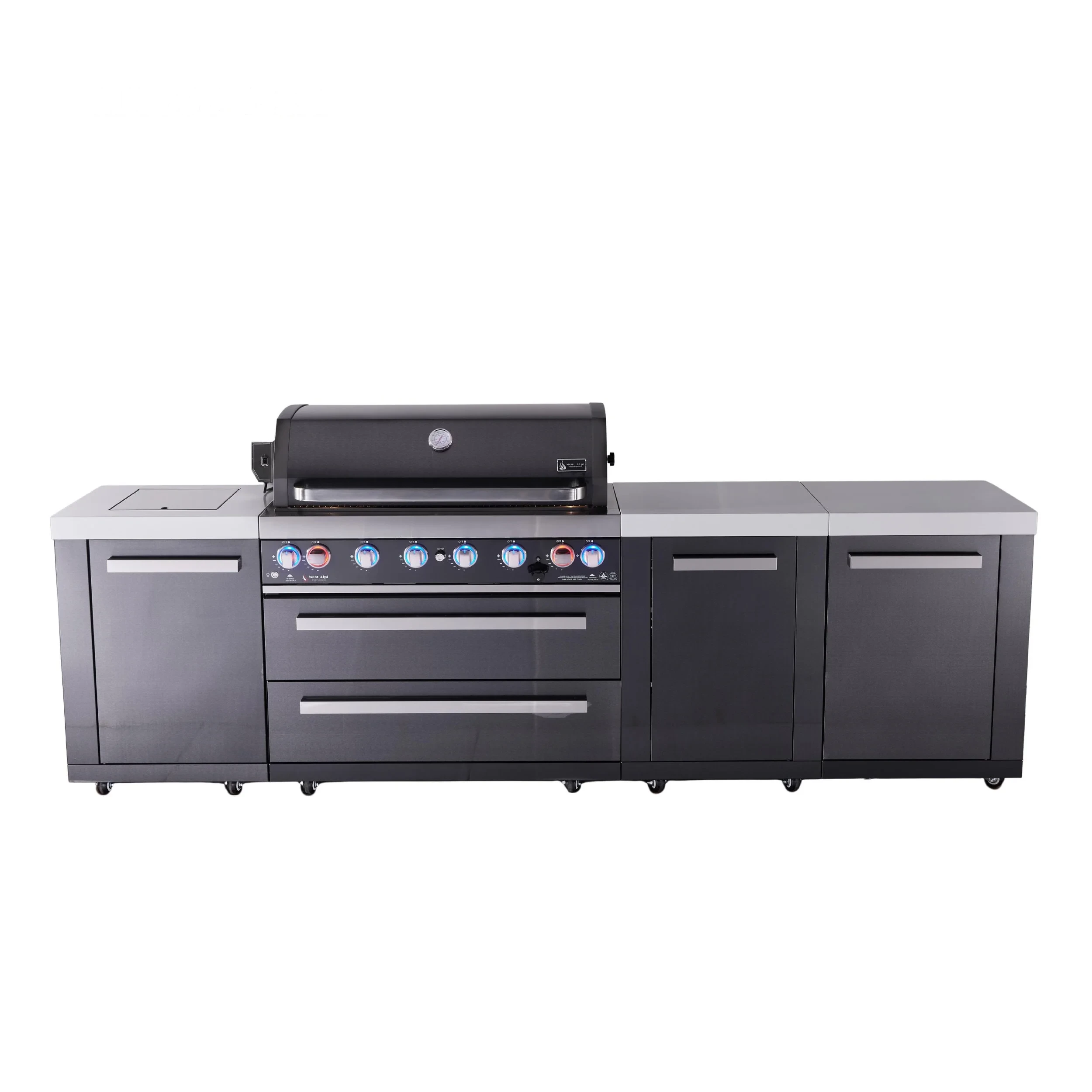 6-burner Black Series Outdoor Kitchen Island With Xl Extra Storage Cabinet MAI805BSSXL