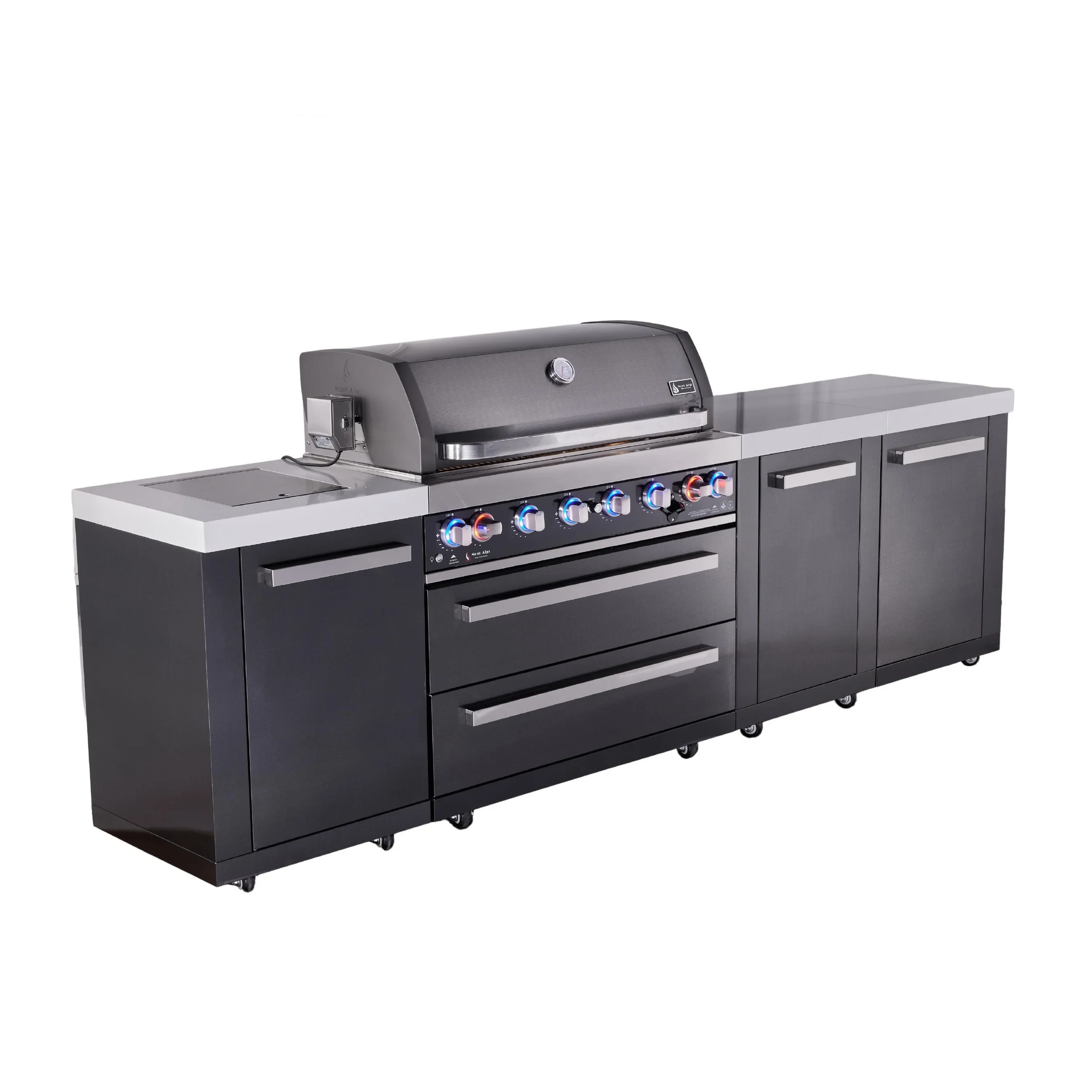 6-burner Black Series Outdoor Kitchen Island With Xl Extra Storage Cabinet MAI805BSSXL