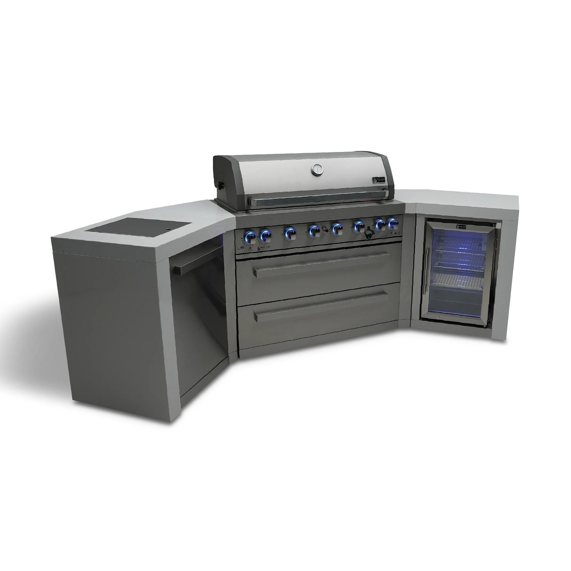6-burner Deluxe Island With 45-degree Corners And A Fridge Cabinet MAI805D45FC
