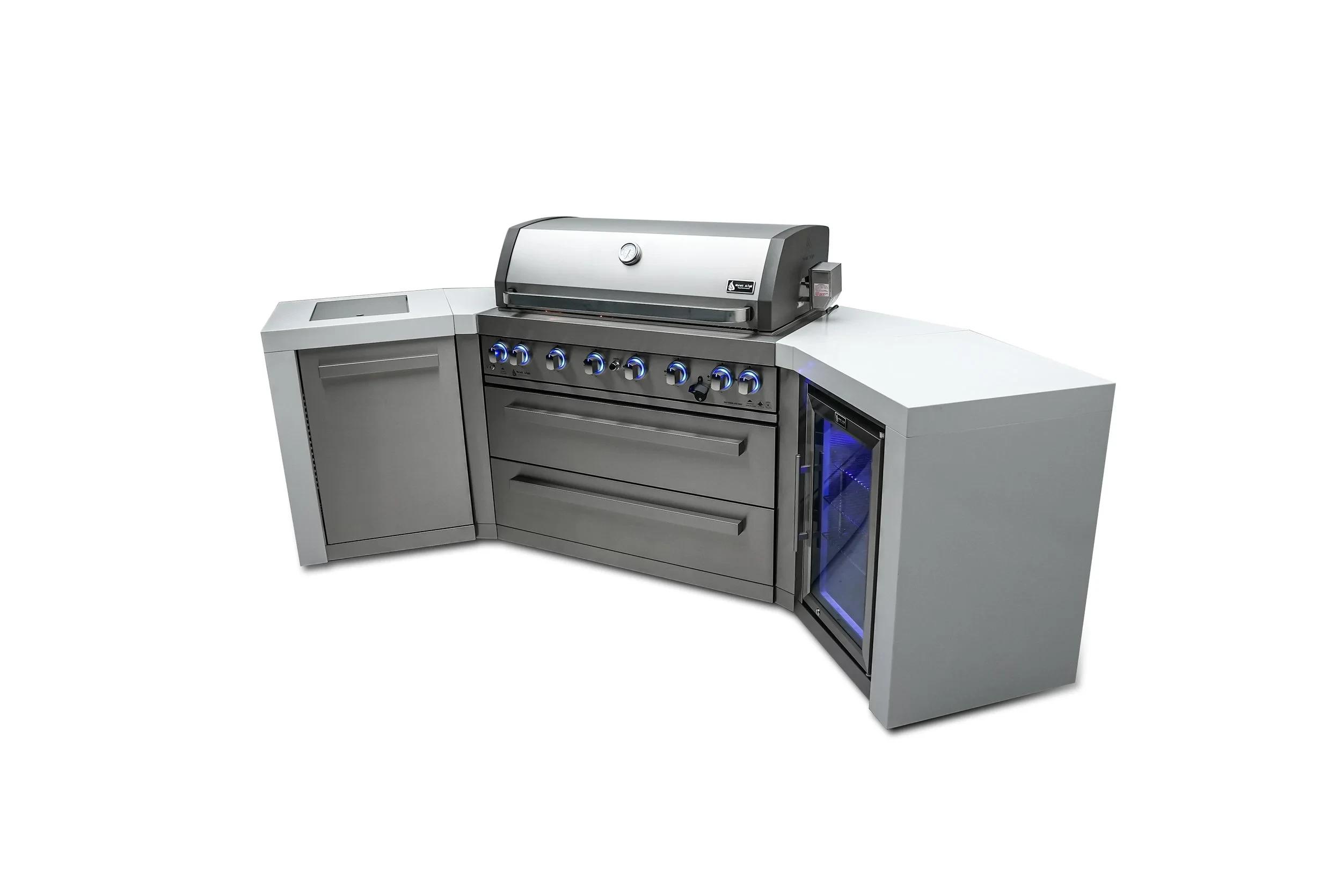6-burner Deluxe Island With 45-degree Corners And A Fridge Cabinet MAI805D45FC