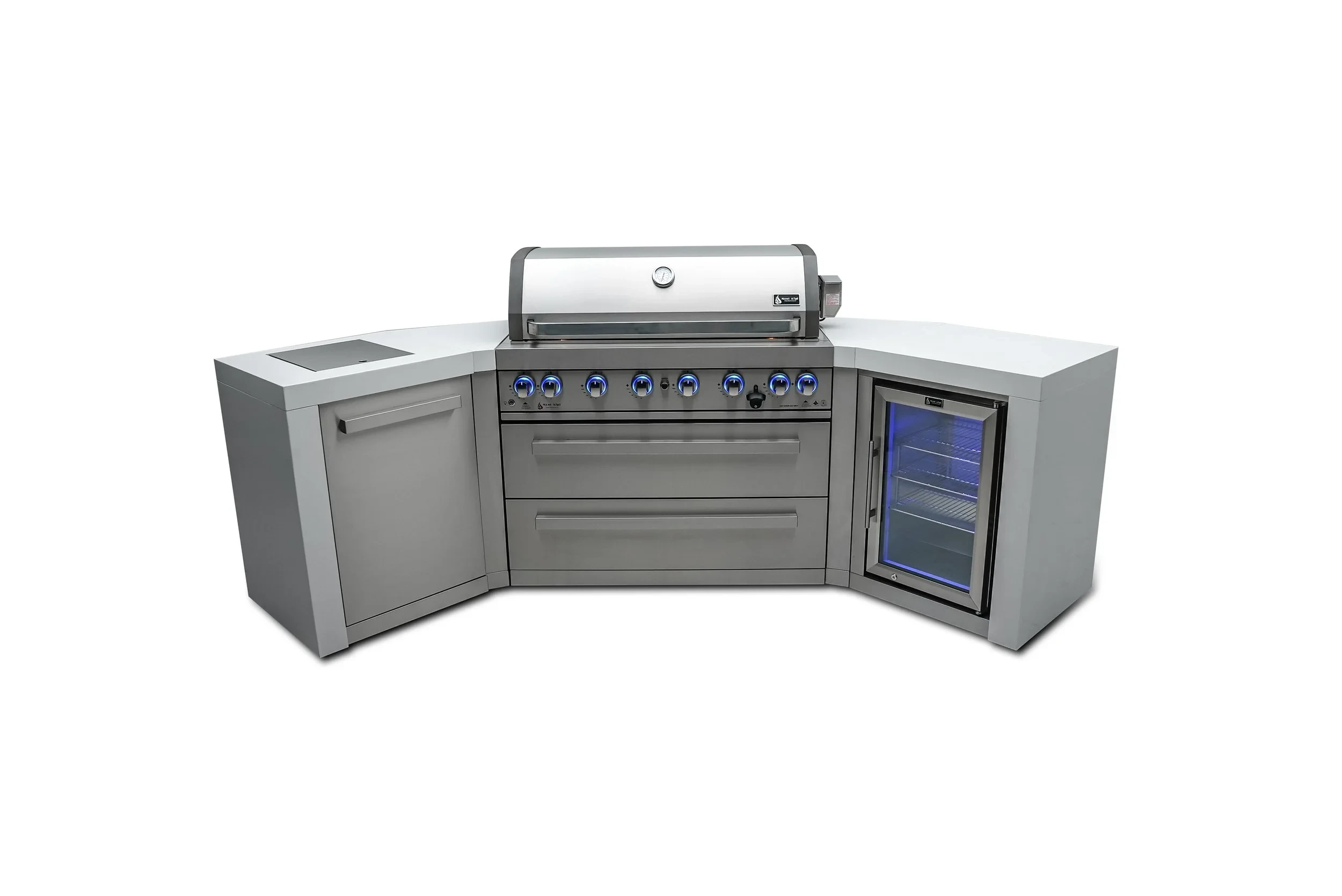 6-burner Deluxe Island With 45-degree Corners And A Fridge Cabinet MAI805D45FC