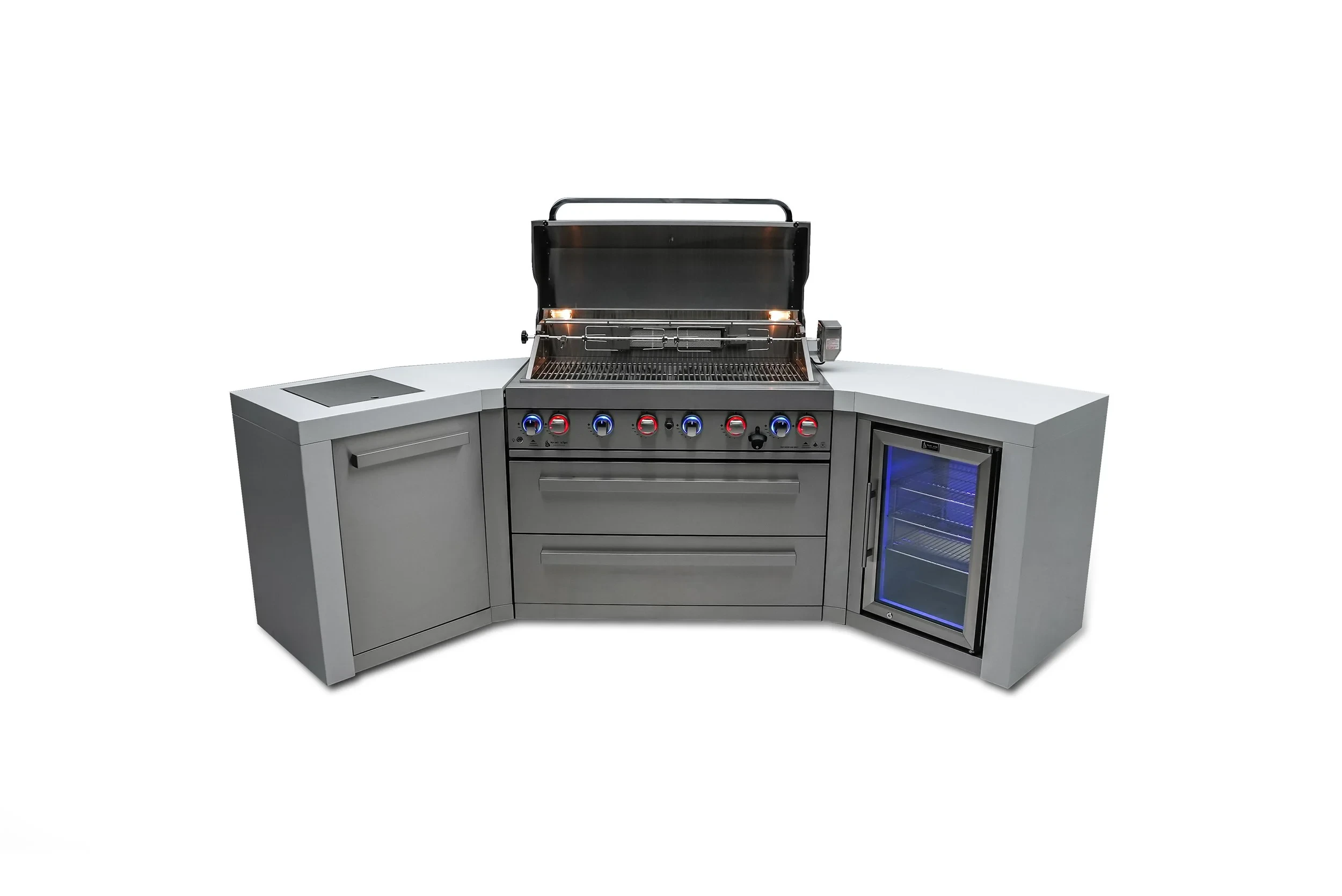 6-burner Deluxe Island With 45-degree Corners And A Fridge Cabinet MAI805D45FC