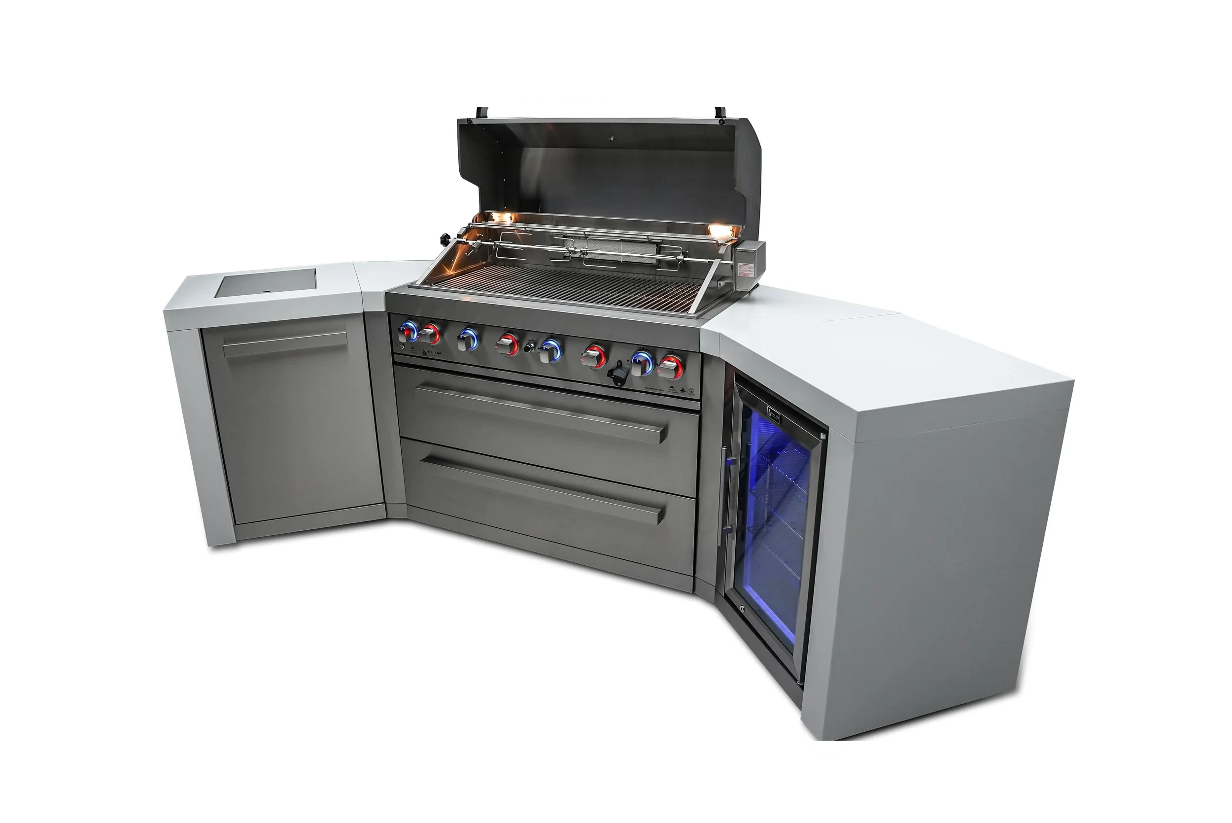 6-burner Deluxe Island With 45-degree Corners And A Fridge Cabinet MAI805D45FC