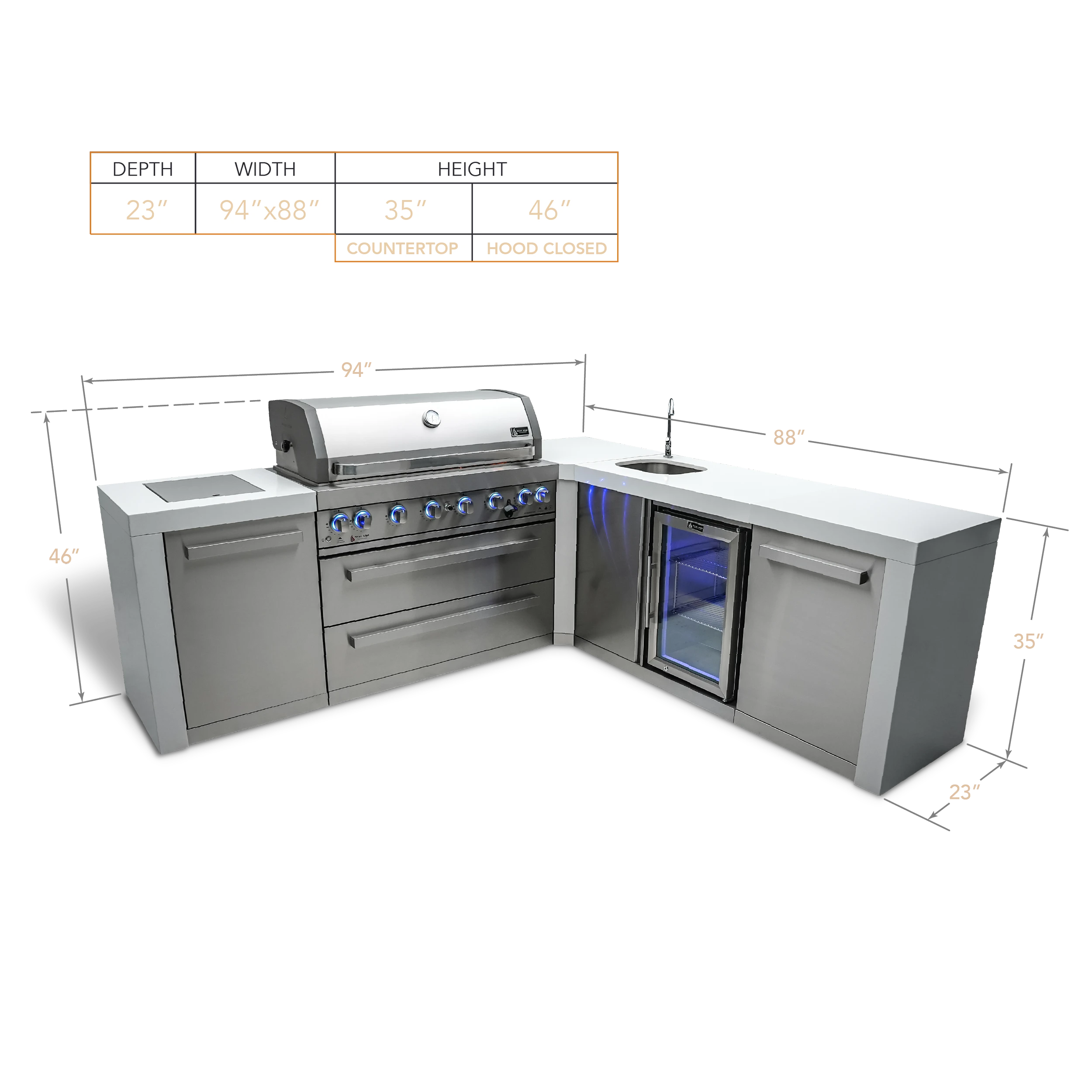 6-burner Deluxe Island Featuring A 90-degree Corner And Beverage Center MAI805D90BEV