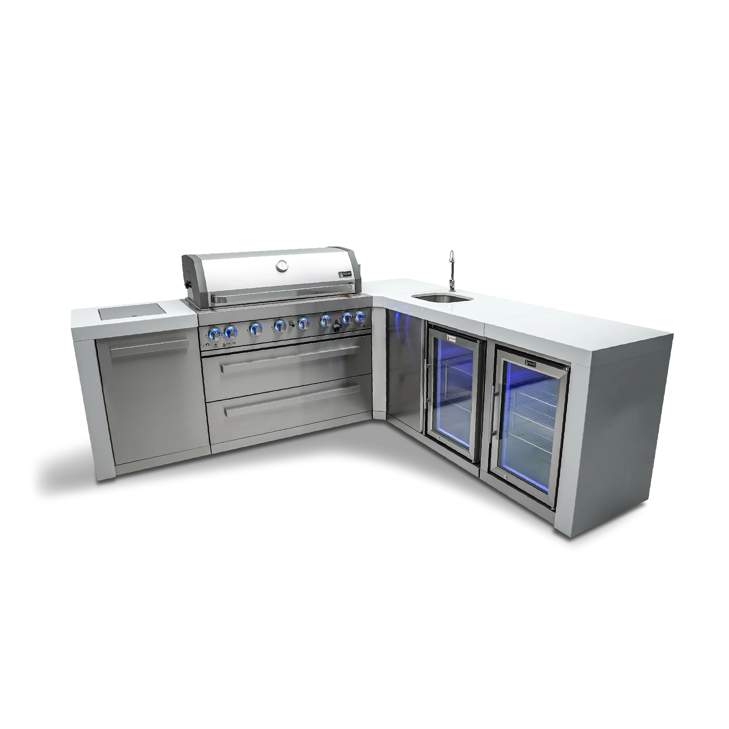 6-burner Deluxe Island With A 90-degree Corner, Beverage Center And Fridge Cabinet MAI805D90BEVFC