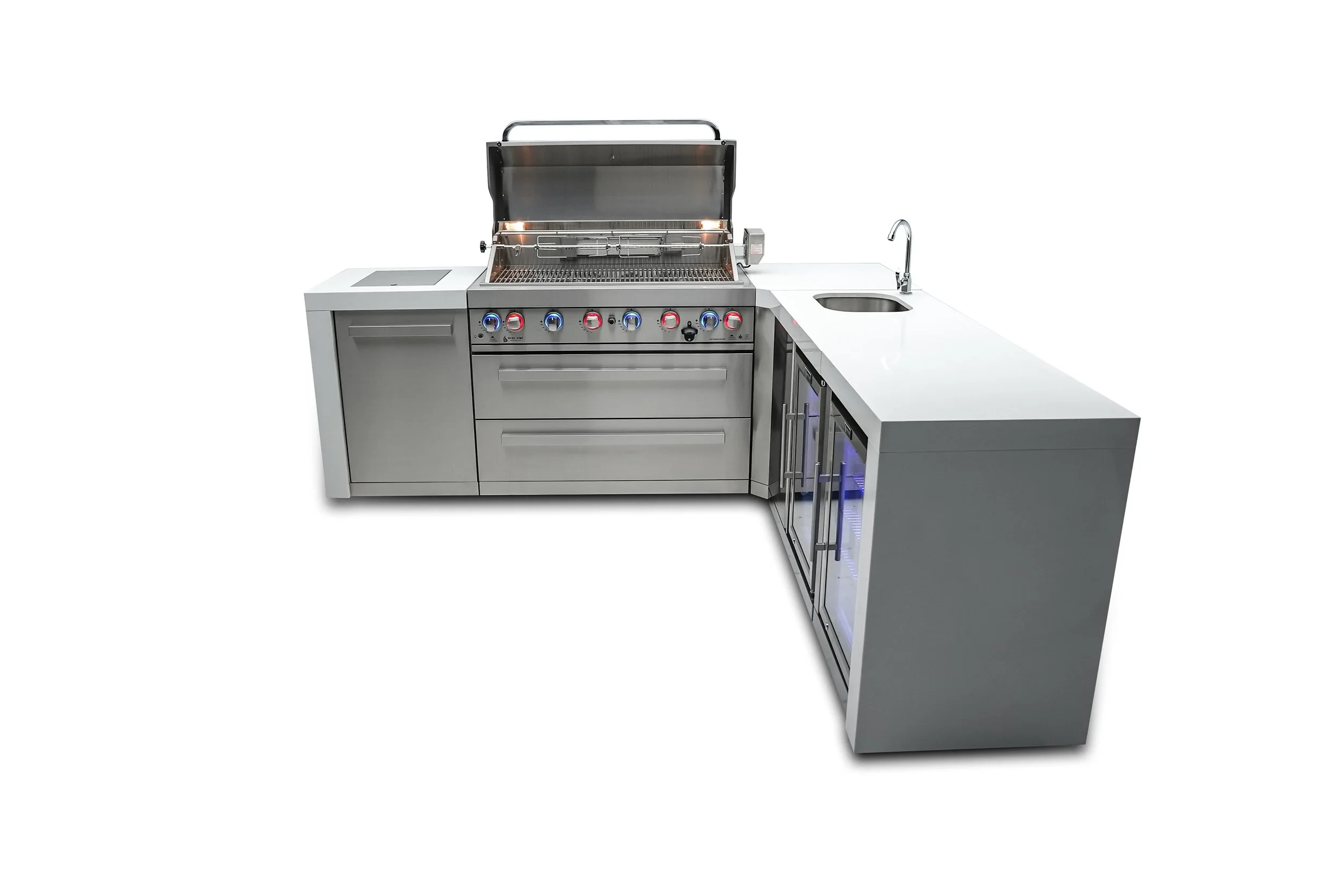 6-burner Deluxe Island With A 90-degree Corner, Beverage Center And Fridge Cabinet MAI805D90BEVFC
