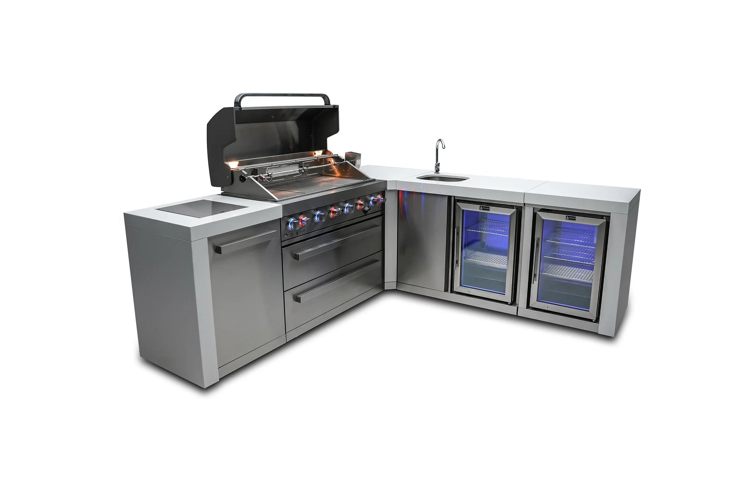 6-burner Deluxe Island With A 90-degree Corner, Beverage Center And Fridge Cabinet MAI805D90BEVFC