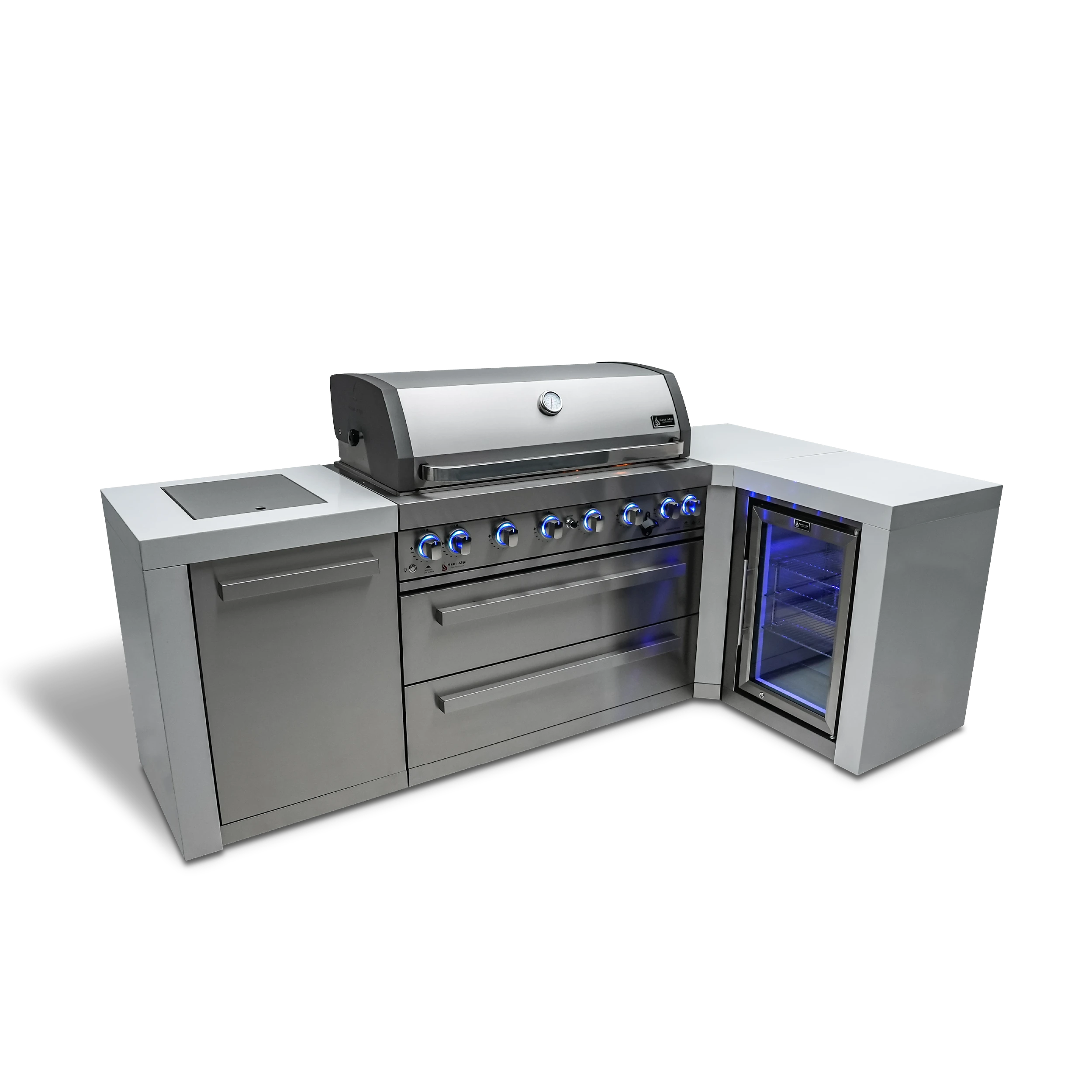 6-burner Deluxe Island With A 90-degree Corner And A Fridge Cabinet MAI805D90FC