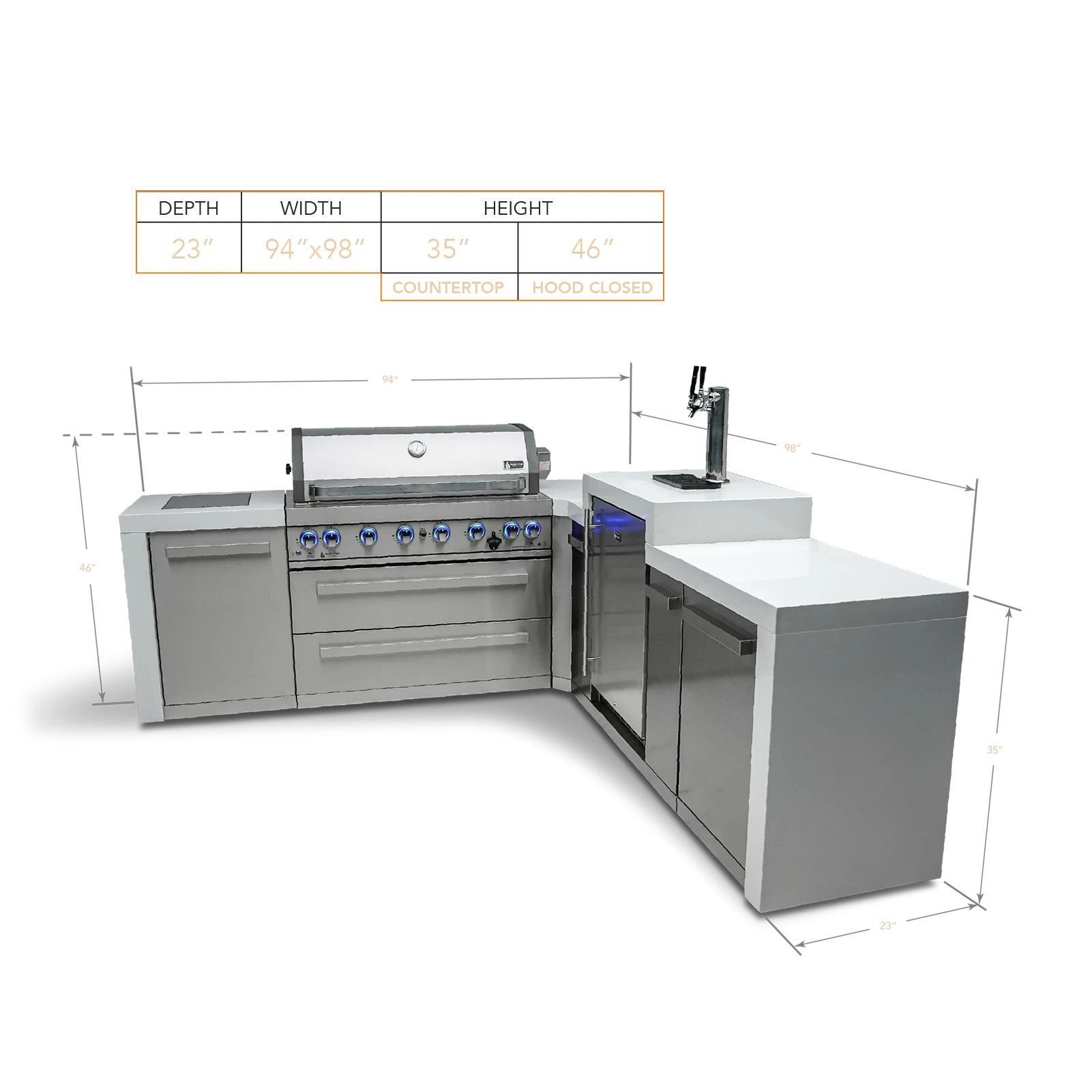 6-burner Deluxe Island With A 90-degree Corner And Kegerator MAI805D90KEG