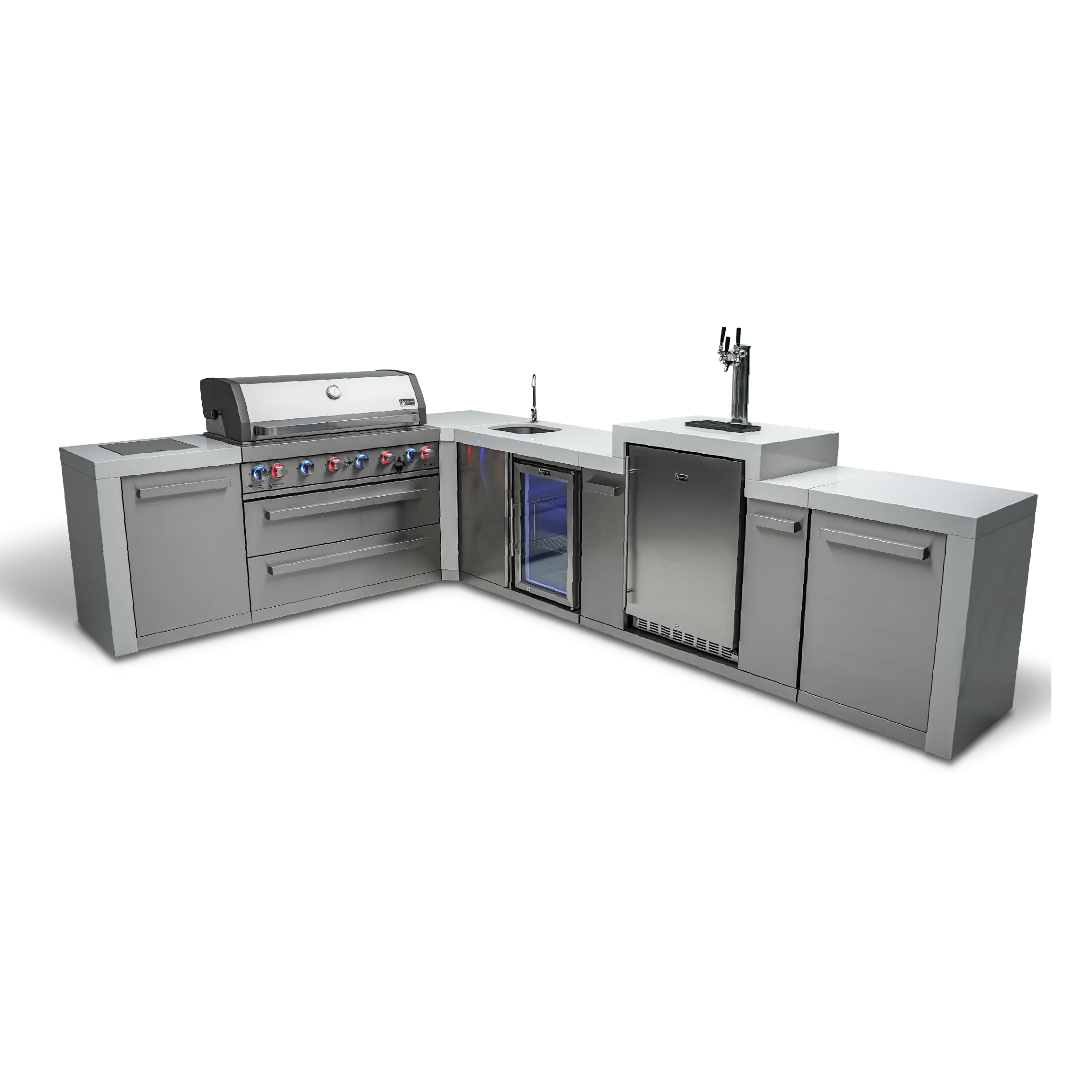 6-burner Deluxe Island With A 90-degree Corner, Kegerator And Beverage Center MAI805D90KEGBEV