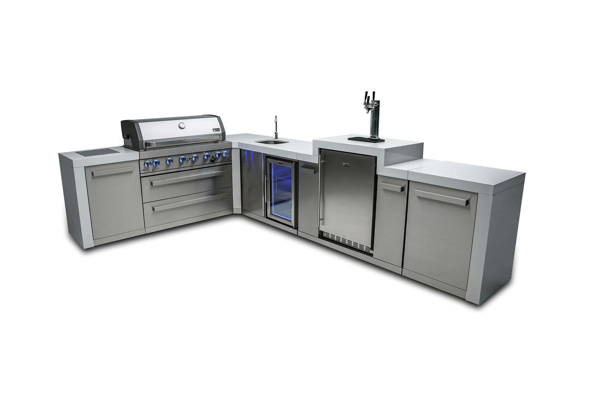 6-burner Deluxe Island With A 90-degree Corner, Kegerator And Beverage Center MAI805D90KEGBEV