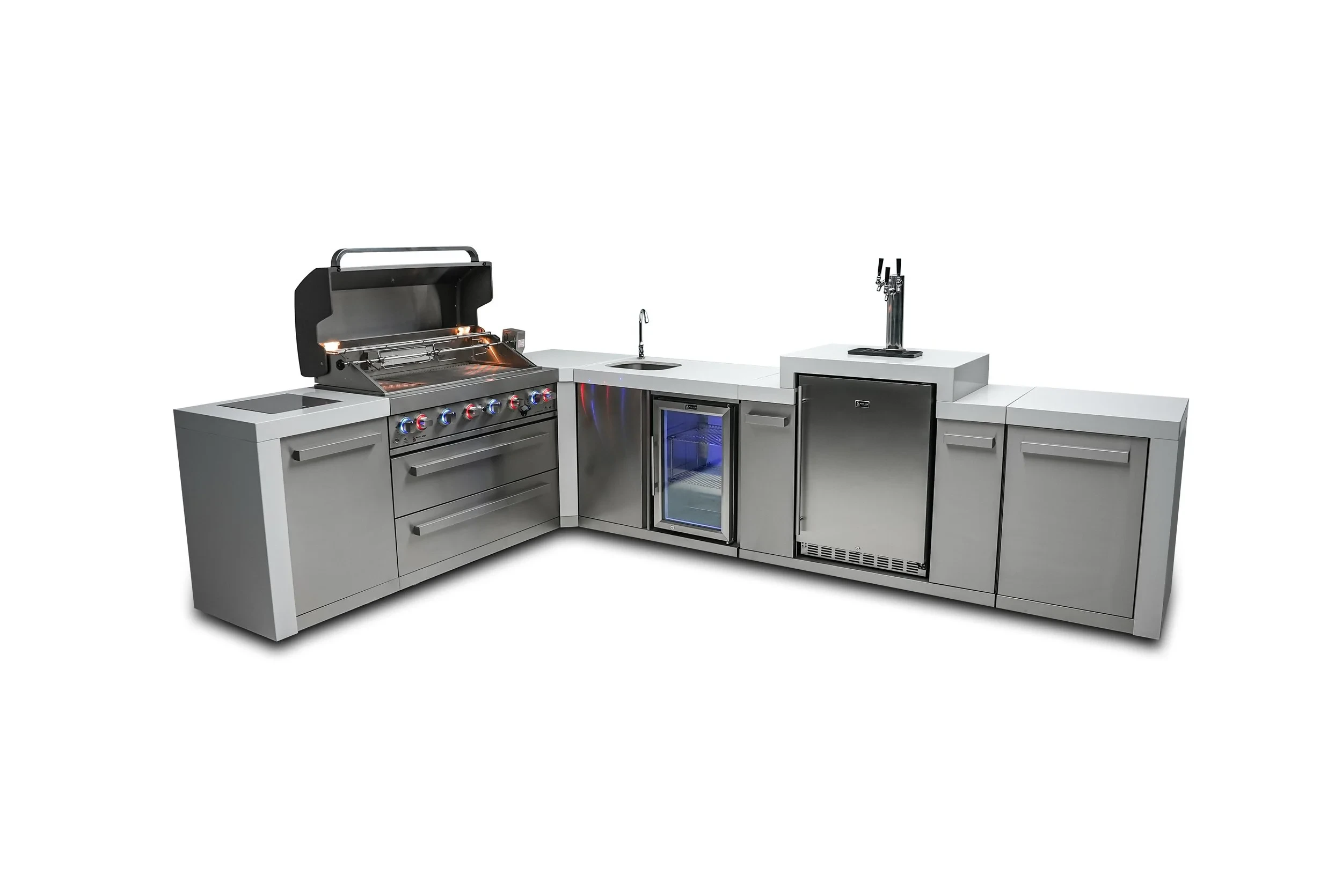 6-burner Deluxe Island With A 90-degree Corner, Kegerator And Beverage Center MAI805D90KEGBEV